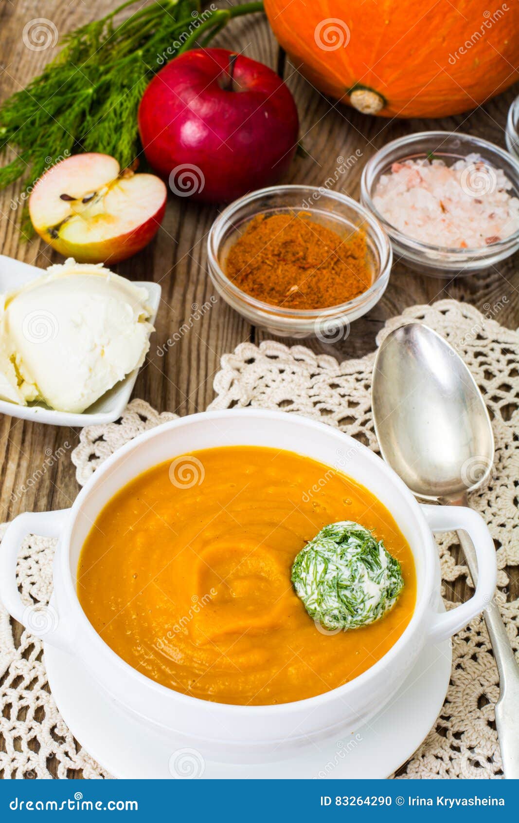 Pumpkin and Apple Puree with Cream Cheese Stock Photo Image of