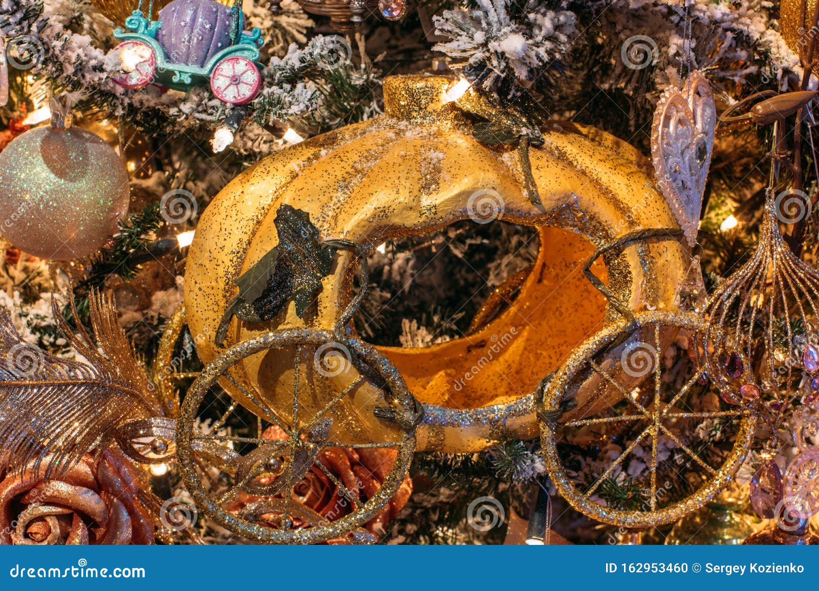 Pumpkin on the Christmas Tree Stock Photo Image of branches, pumpkin