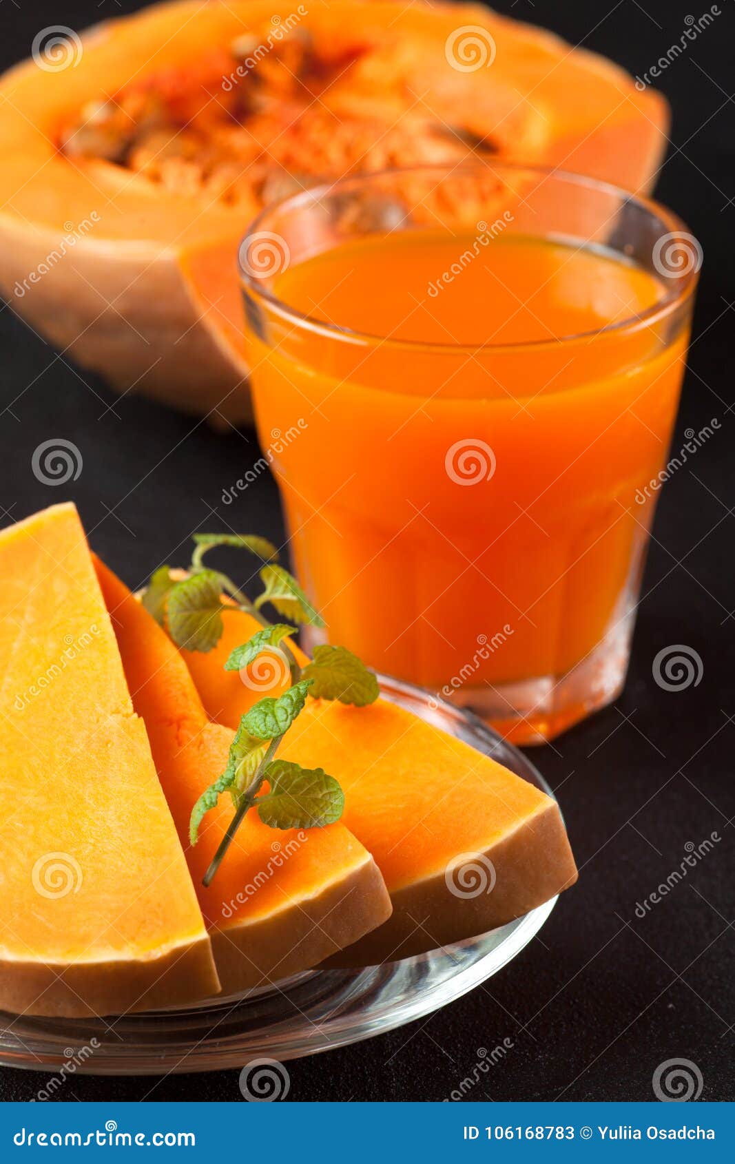 Pumpkin Fresh Juice In Beautiful Glasses And Jug With ...
