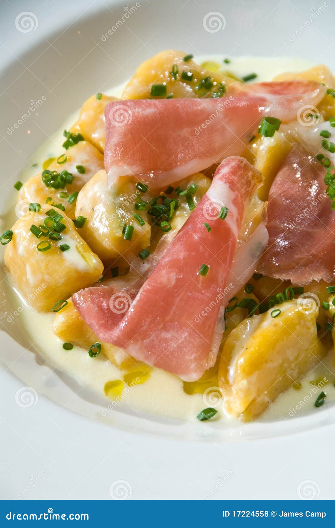Pumpkin gnocchi stock photo. Image of pasta, pink, prosciutto 17224558