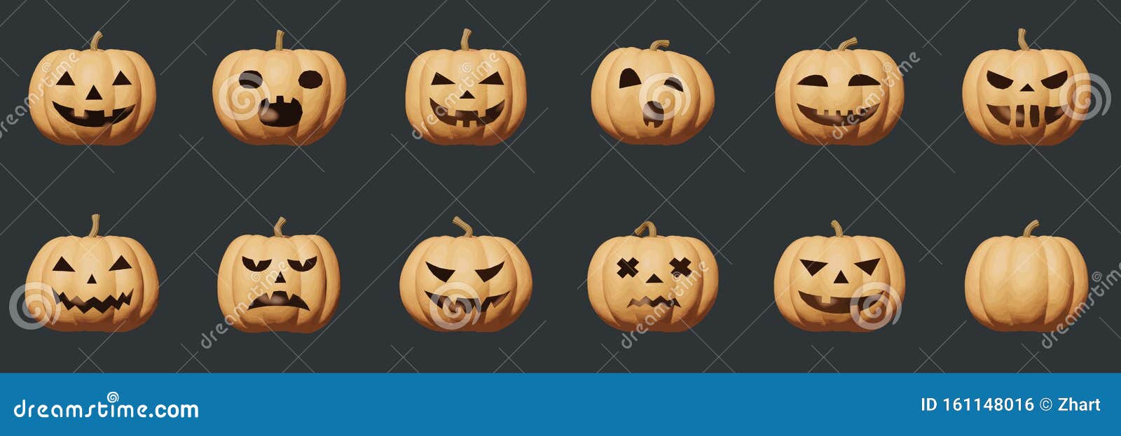 Pumpkin Halloween Emotion - Flat Plasticine Vector Stock Vector ...