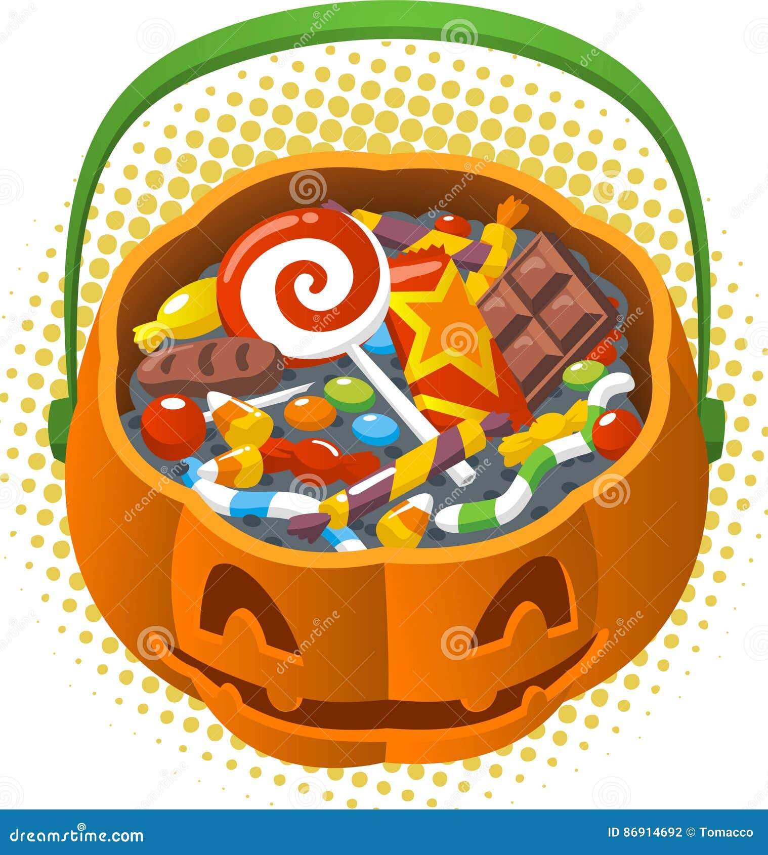 Pumpkin head candy basket stock illustration. Illustration of lantern