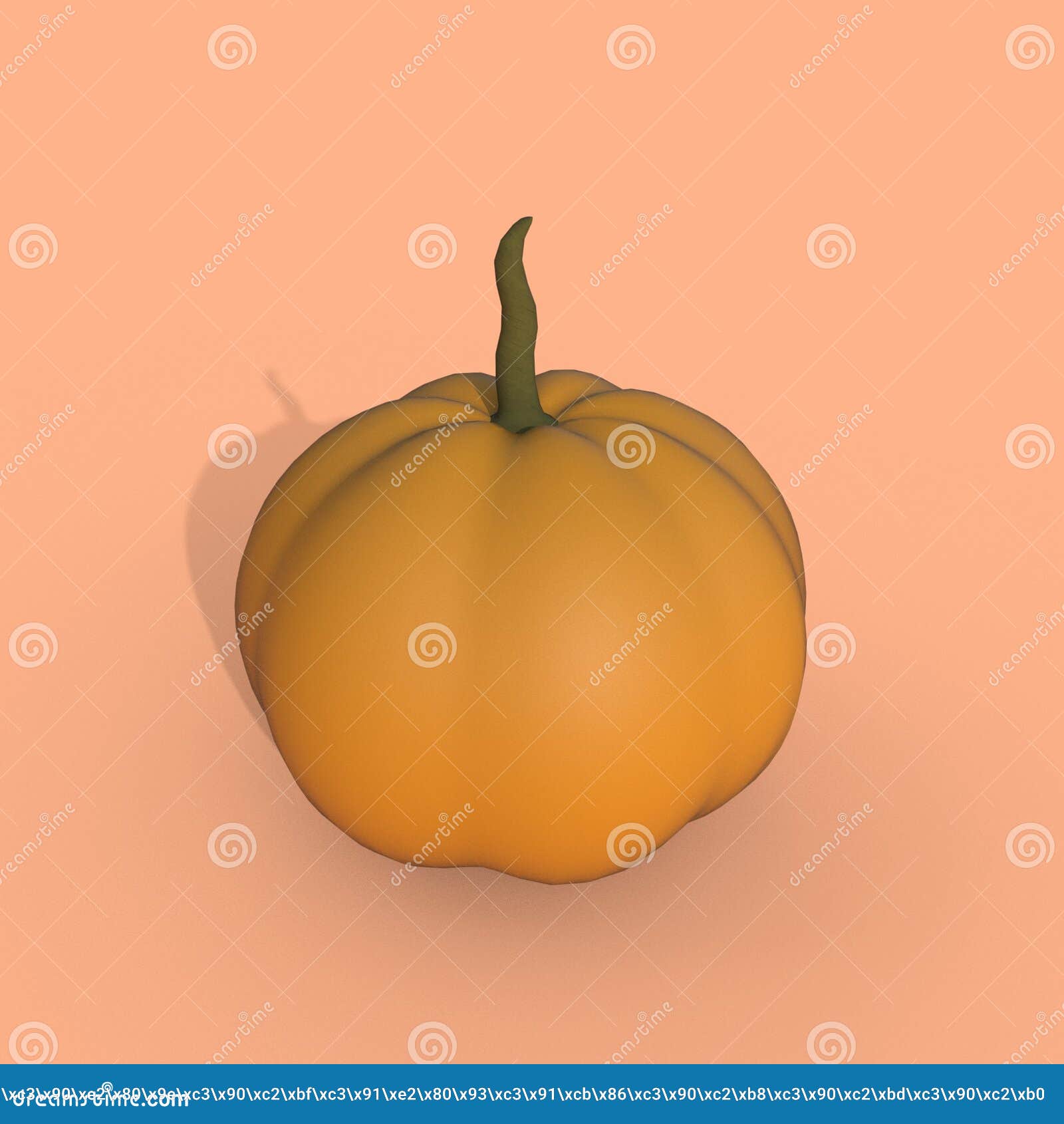 Pumpkin on Light Orange Background 3d Render Stock Illustration