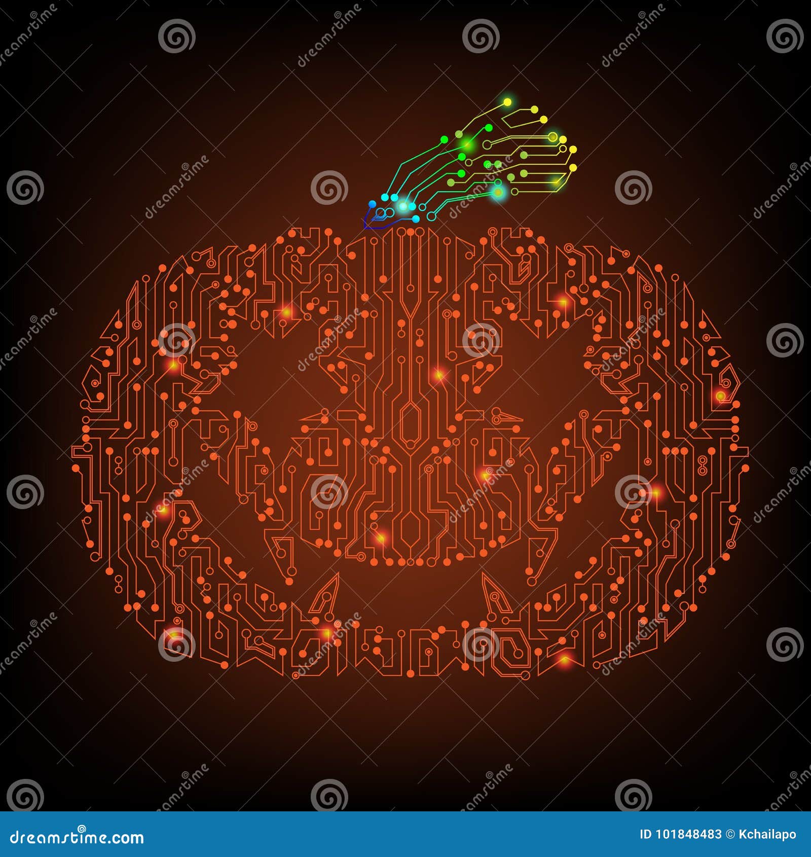 Pumpkin orange circuit stock vector. Illustration of light 101848483