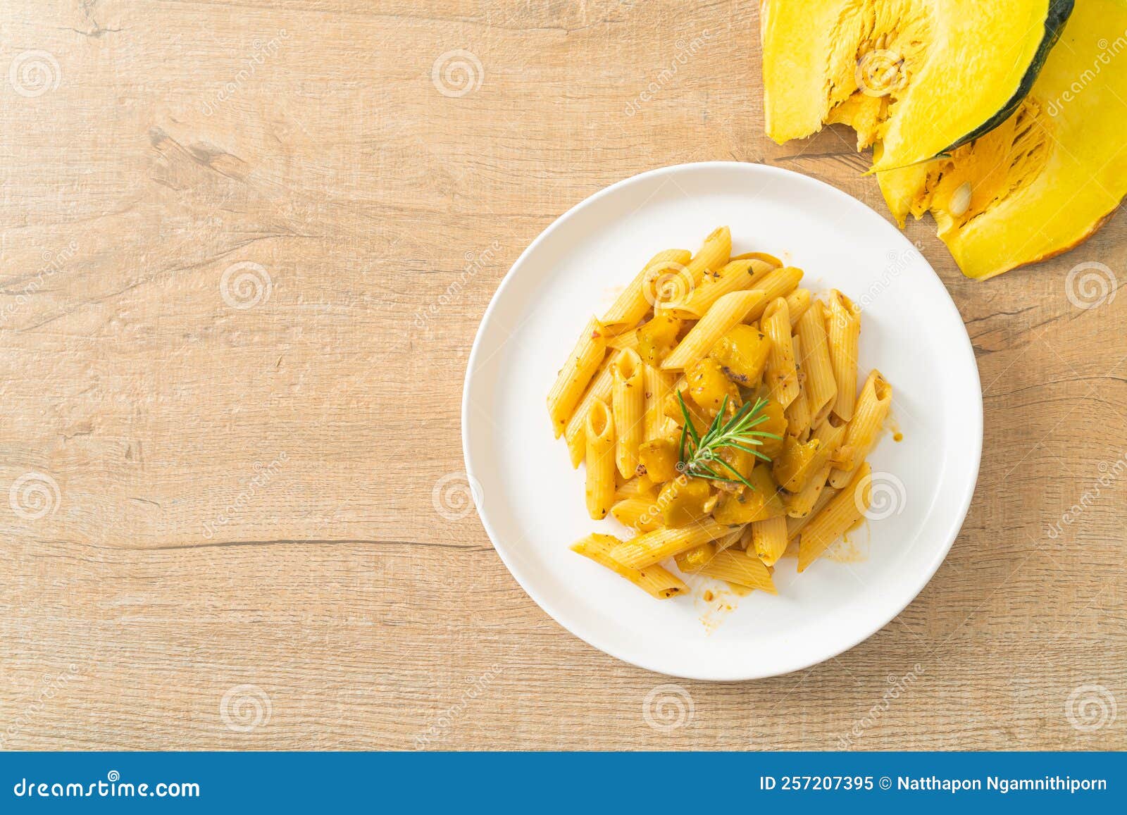 Pumpkin Penne Pasta Alfredo Sauce Stock Image - Image of penne