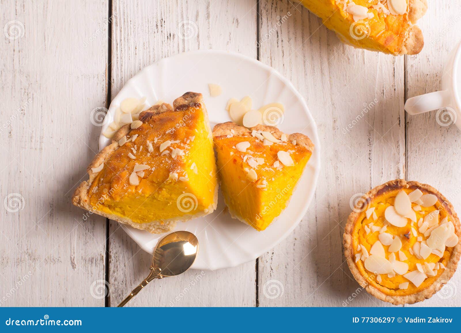 Pumpkin Pie with Almond Slices Stock Image - Image of delicious, cake ...