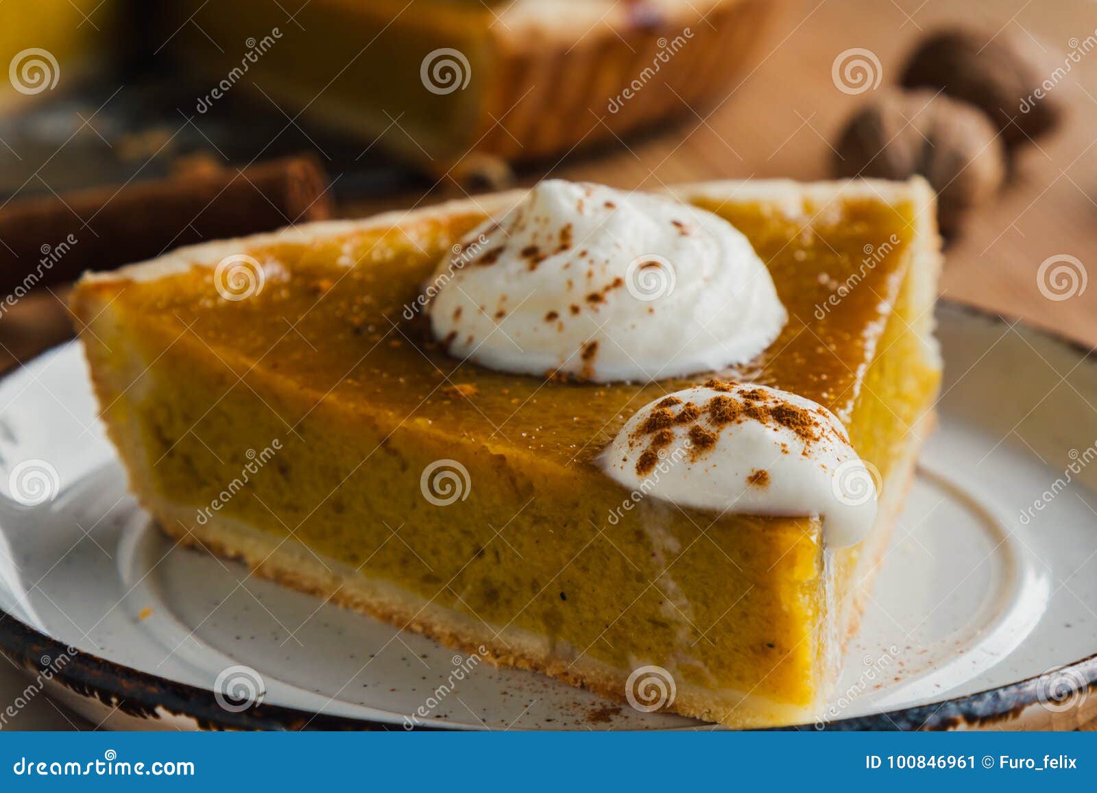 Pumpkin pie dessert stock image. Image of seasonal, natural - 100846961