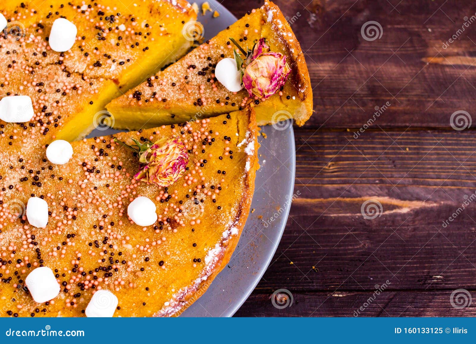 Pumpkin Pie Flat Lay. Traditional Thanksgiving Dessert. Autumn Food ...