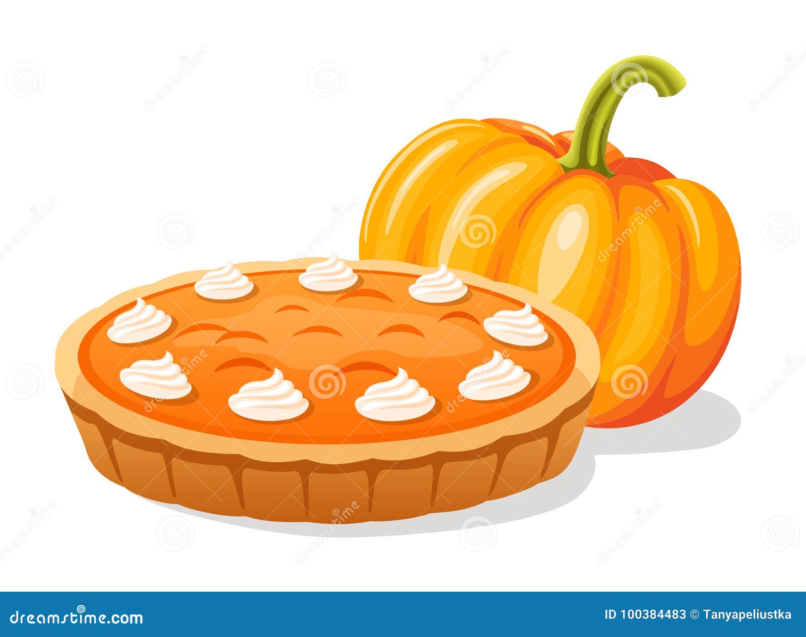 Pumpkin pie stock vector. Illustration of piece, bakery 100384483