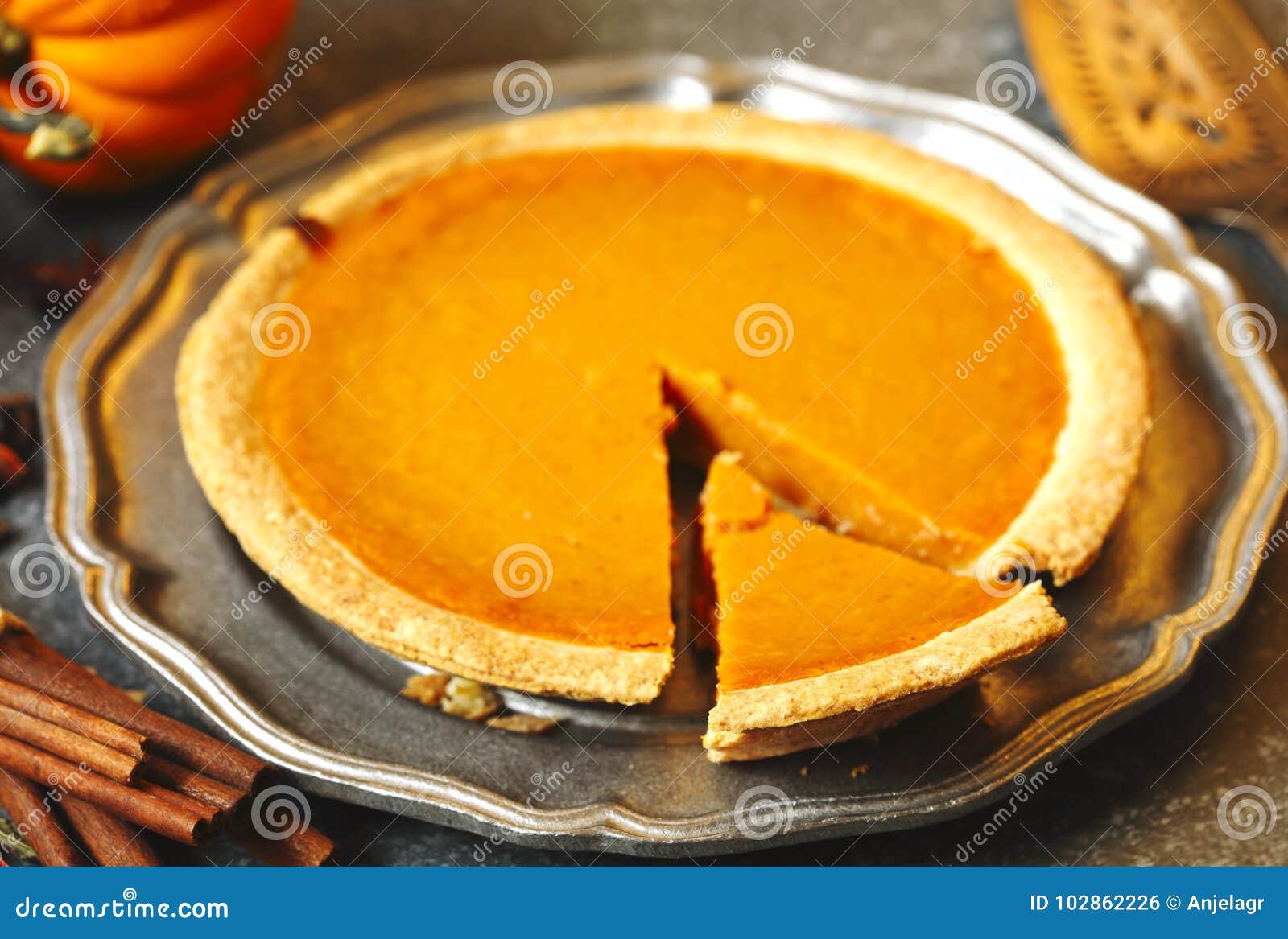 Pumpkin pie stock photo. Image of lunch, fall, closeup 102862226