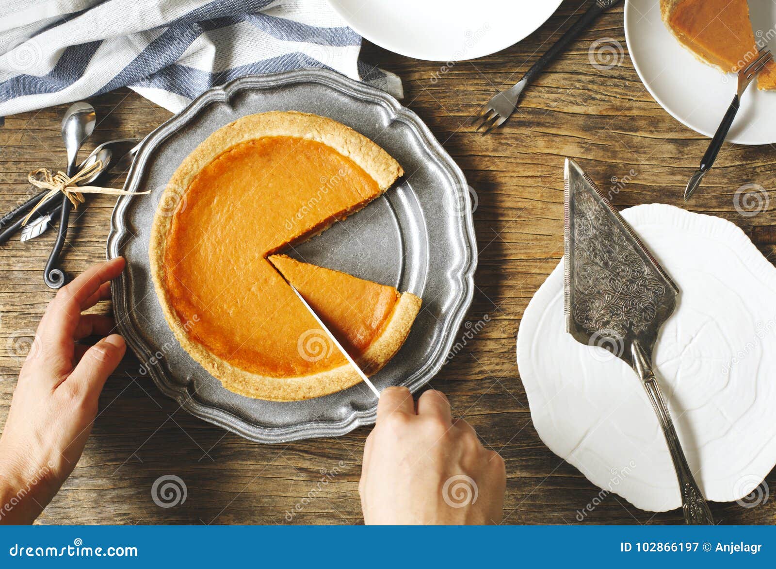 Pumpkin pie stock image. Image of rustic, culture, hands 102866197