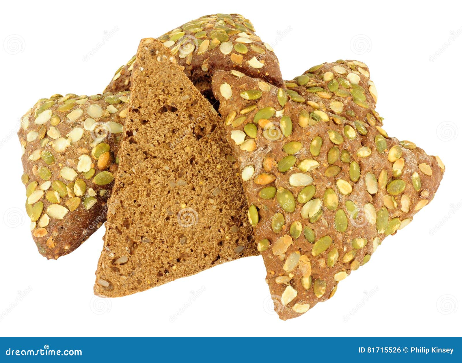 Pumpkin Seed Covered Pumpernickel Bread Triangles Stock Photo Image
