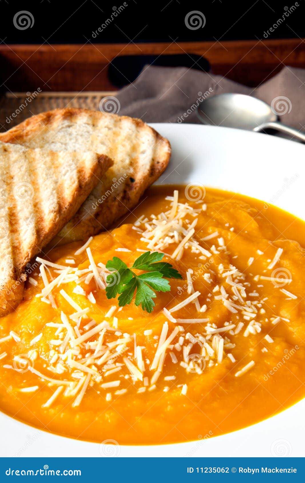 Pumpkin Soup with Parmesan stock photo. Image of cheese 11235062