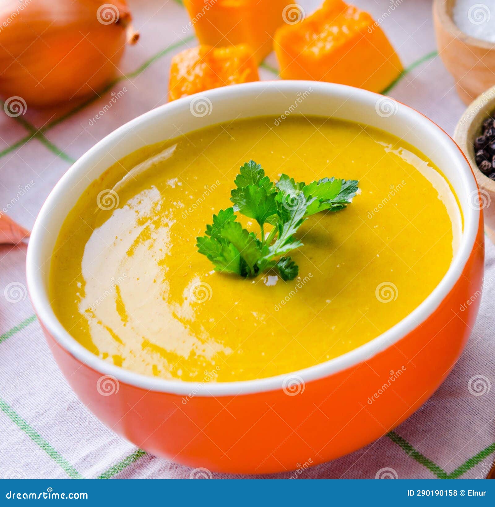 Pumpkin Soup Served on the Table in Bowl Stock Photo Image of fresh