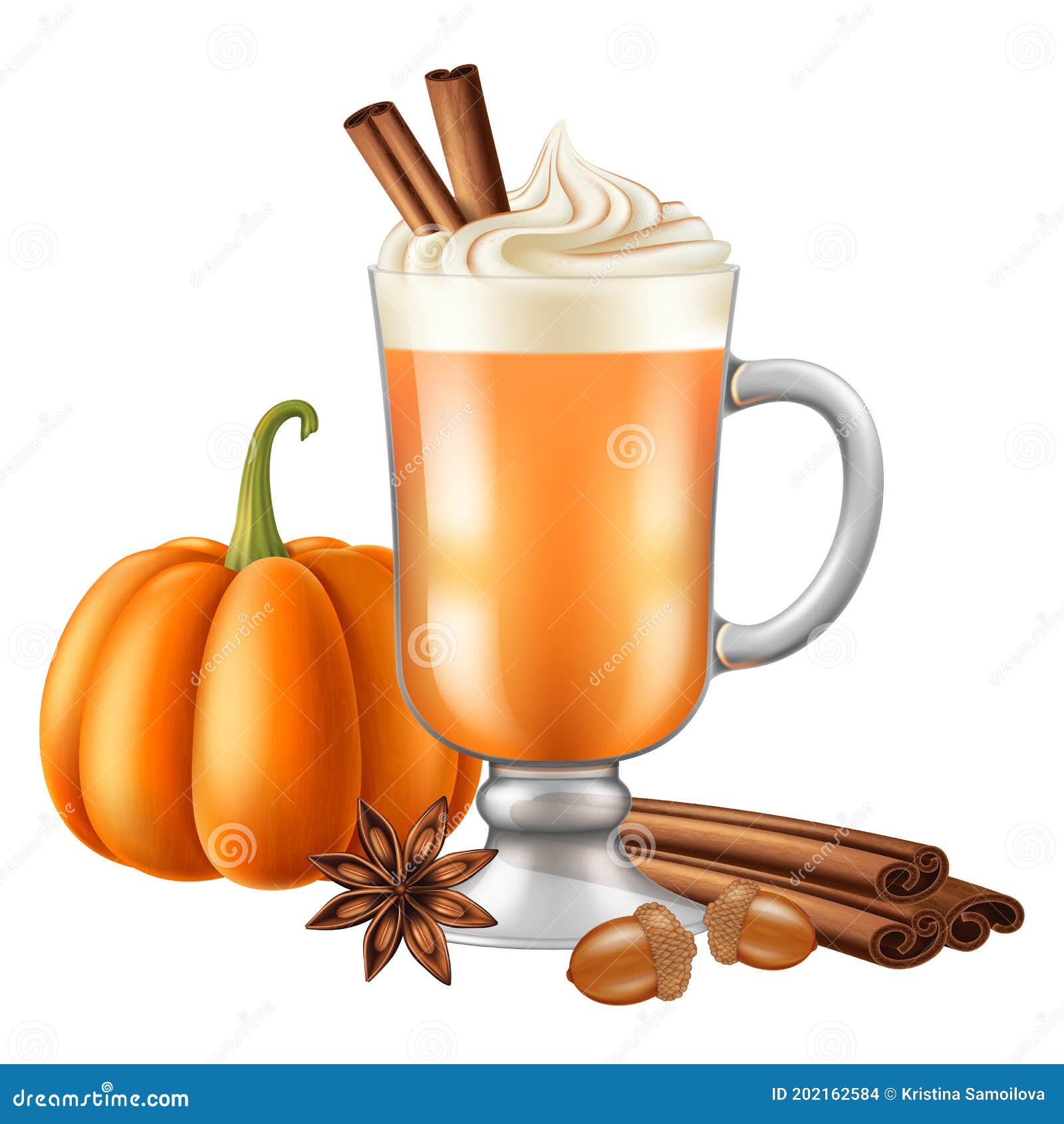 Pumpkin Spice Latte. Vector Illustration. Stock Vector - Illustration