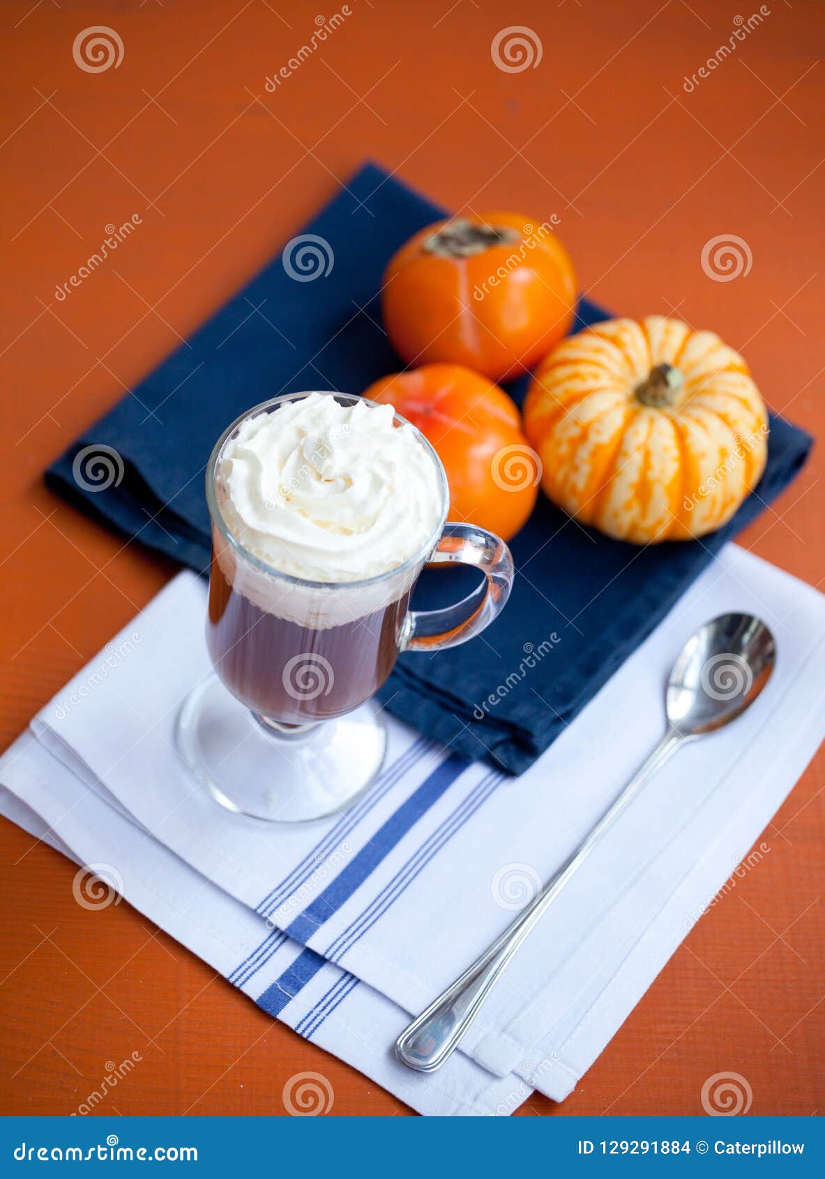 Pumpkin Spiced Coffee with Whipped Cream Stock Photo - Image of holiday ...