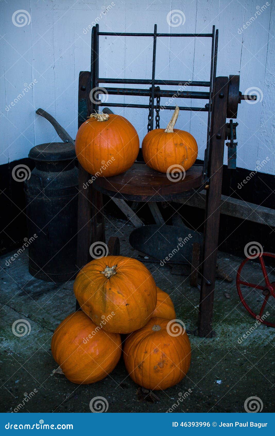 Pumpkins and Farm Tools stock photo. Image of november 46393996