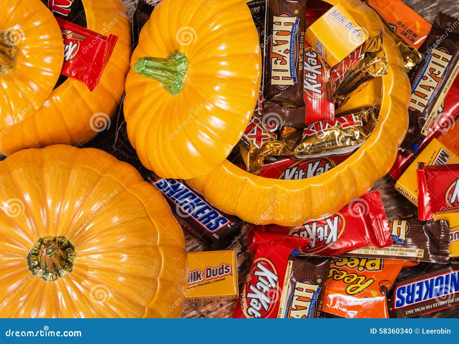 Pumpkins Filled with Halloween Candy Editorial Image Image of orange