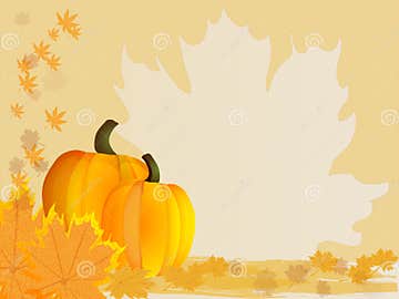 Pumpkins with Leaves. Autumn Background. Vector. Stock Vector ...