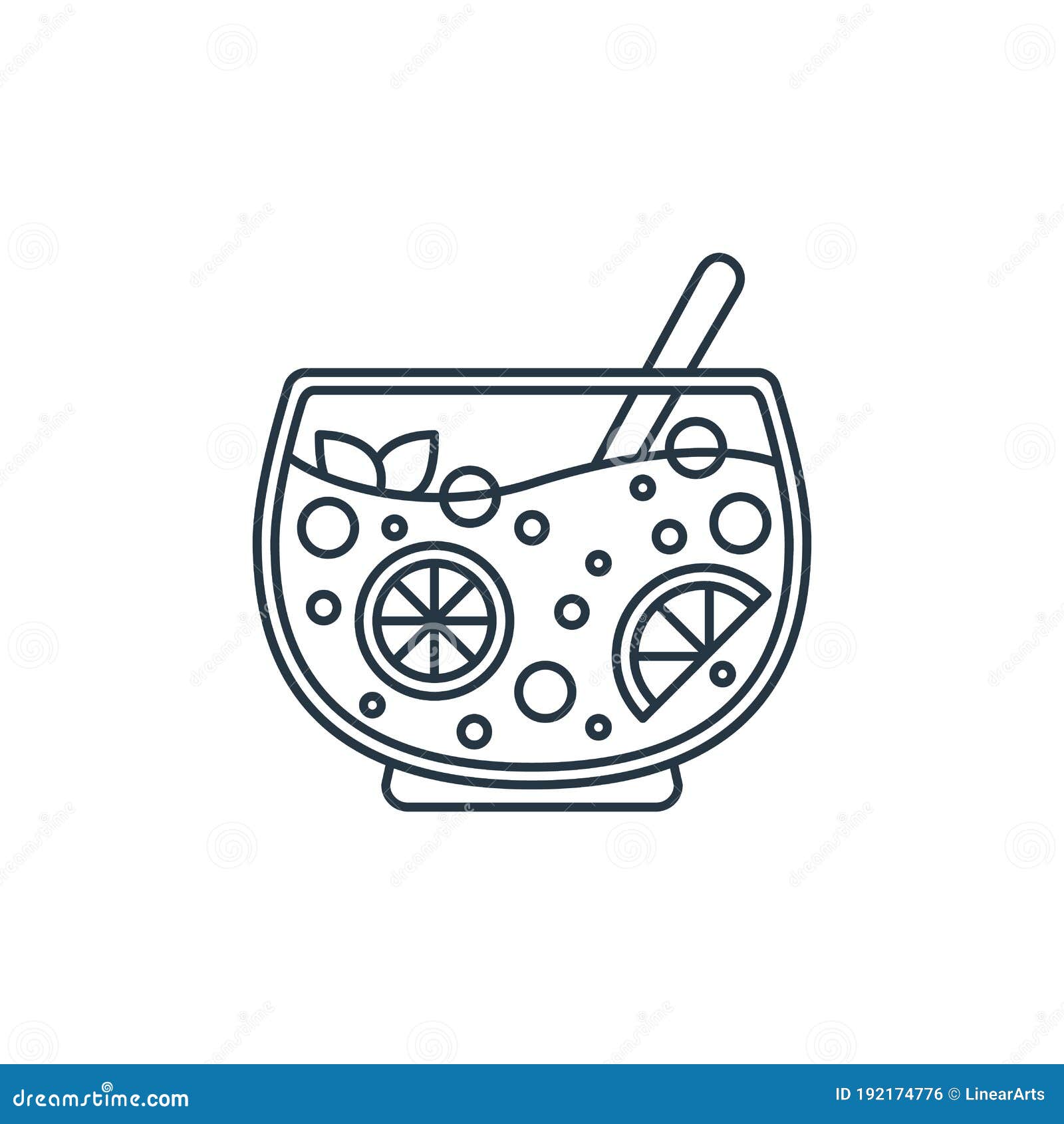 Punch Bowl Icon Vector from Birthday Party Concept. Thin Line