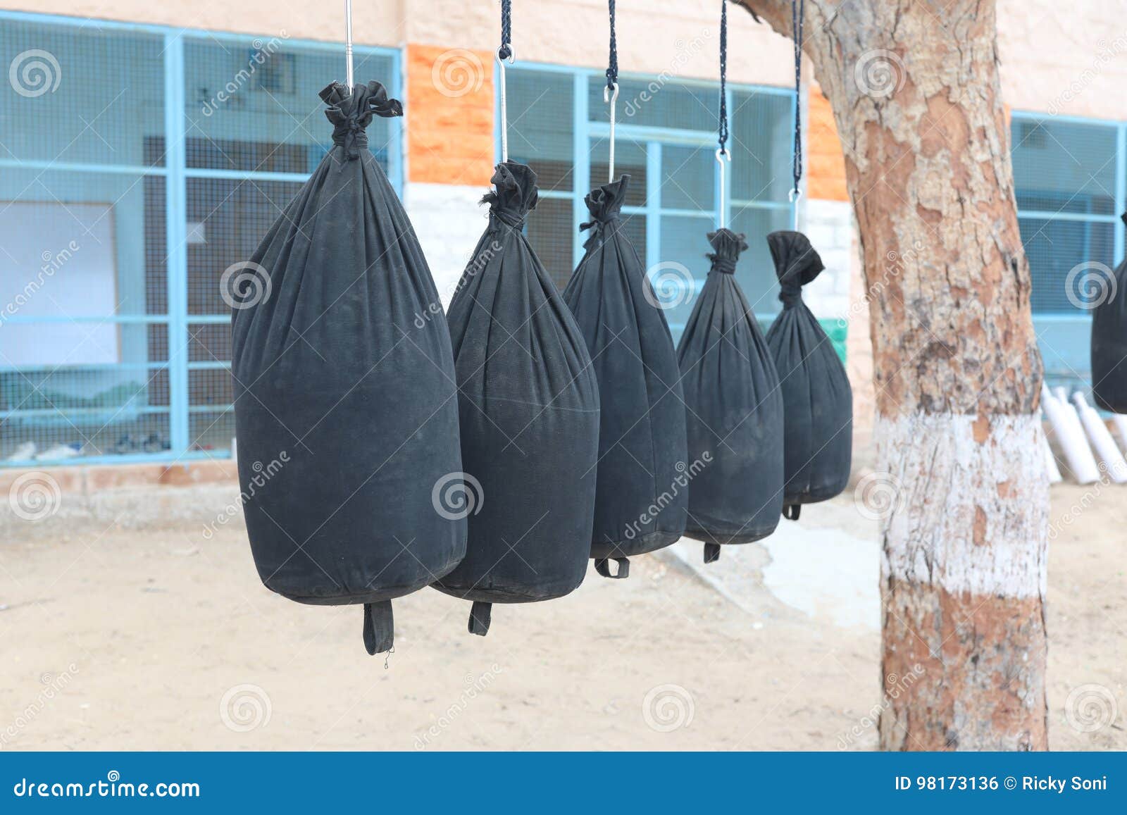 Punch boxing Equipment stock photo. Image of group, kick 98173136