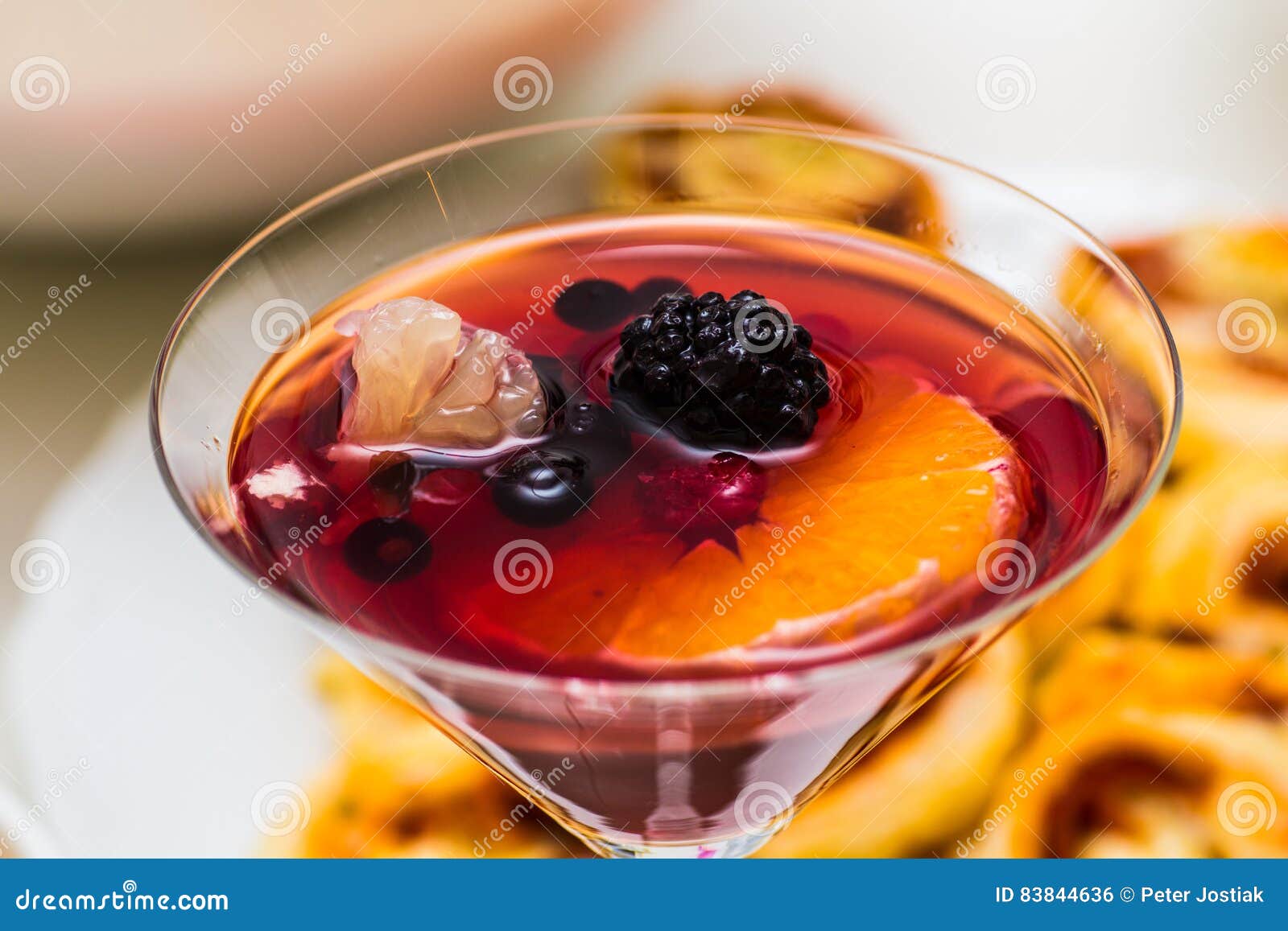 Punch Drink Sangria with Berries and Orange Stock Photo Image of