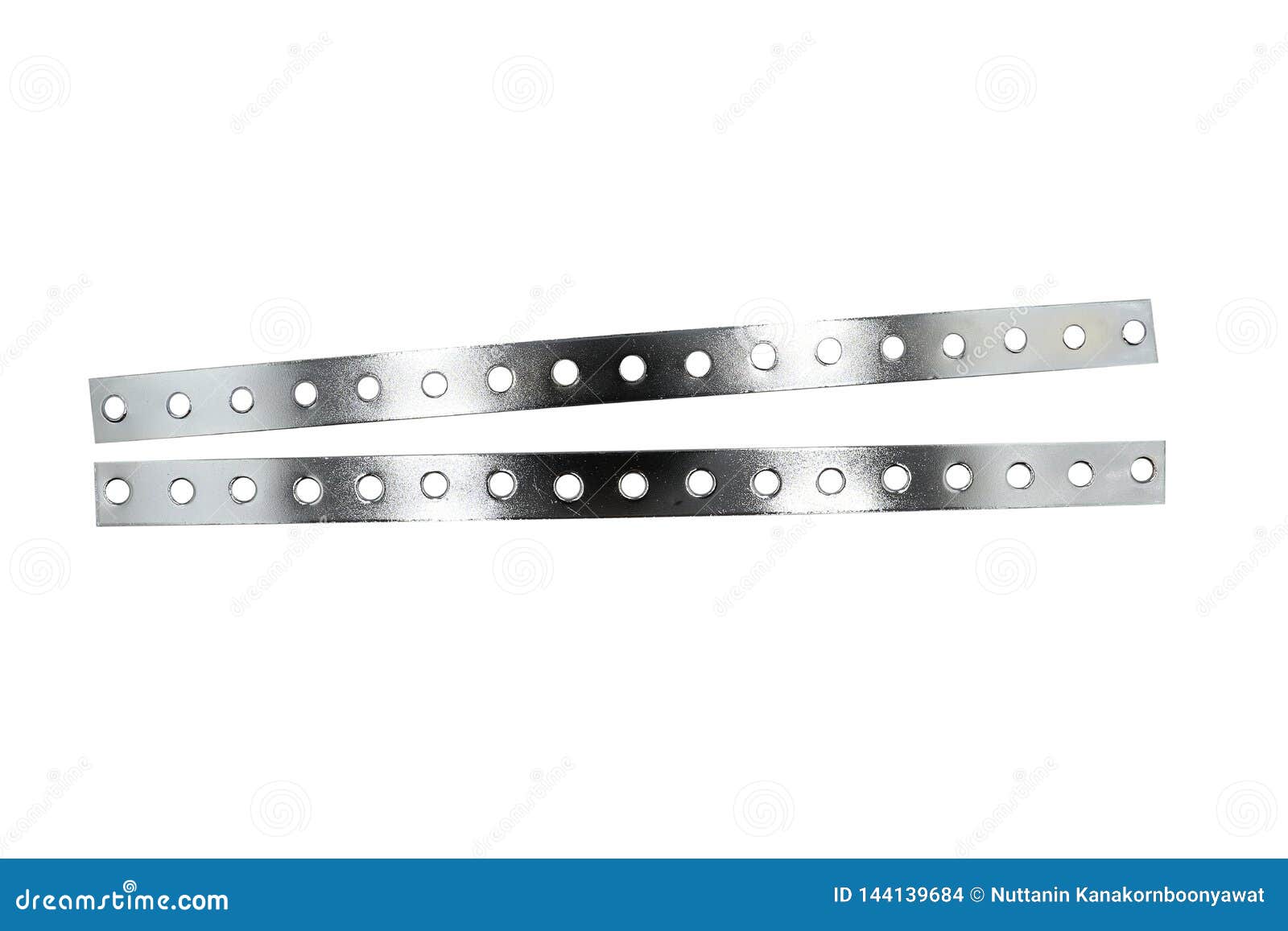 Punched Steel Flat Bar Stark Metal Strips with Holes Stack of Punched Steel Flat Bar Stark Metal Strips with Holes Stack of