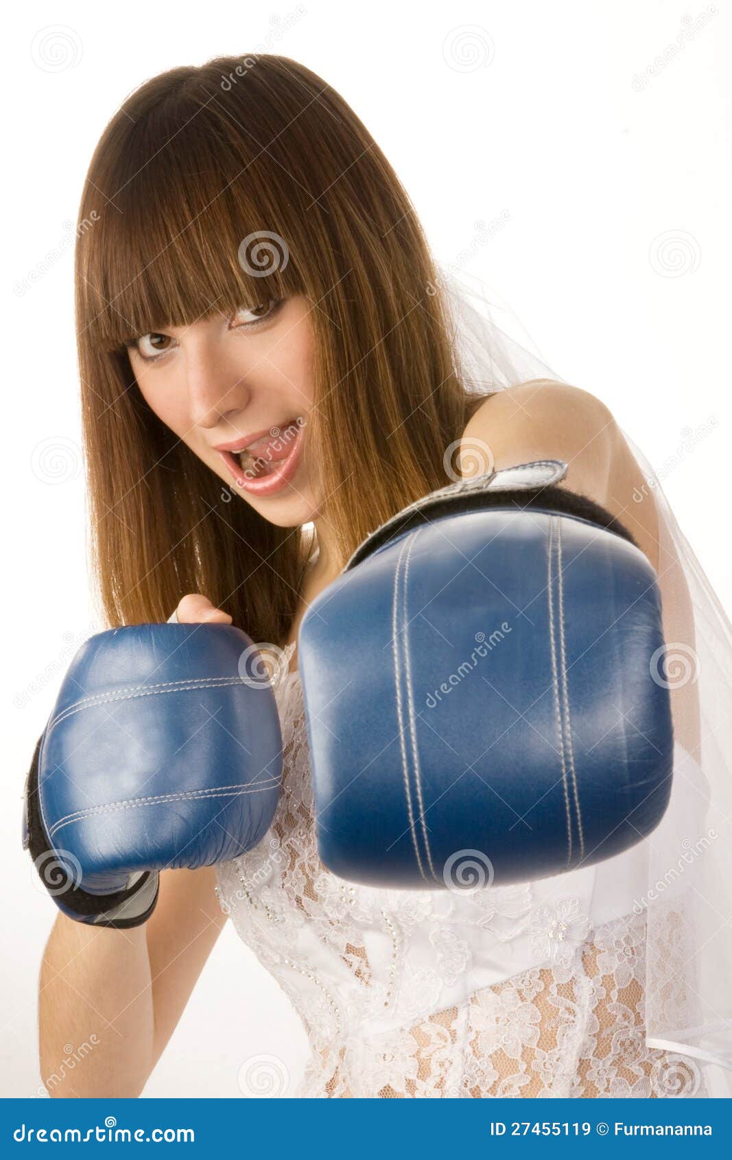 Punching bride. stock image. Image of dress, gown, camera 27455119