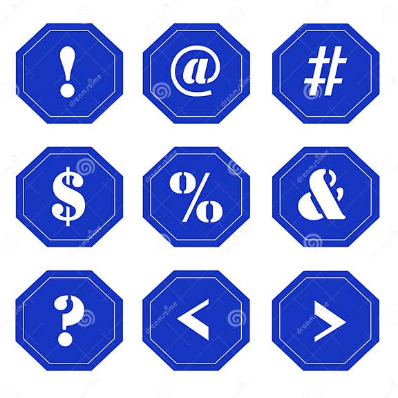 Punctuation Marks on Blue Signs Stock Illustration Illustration of