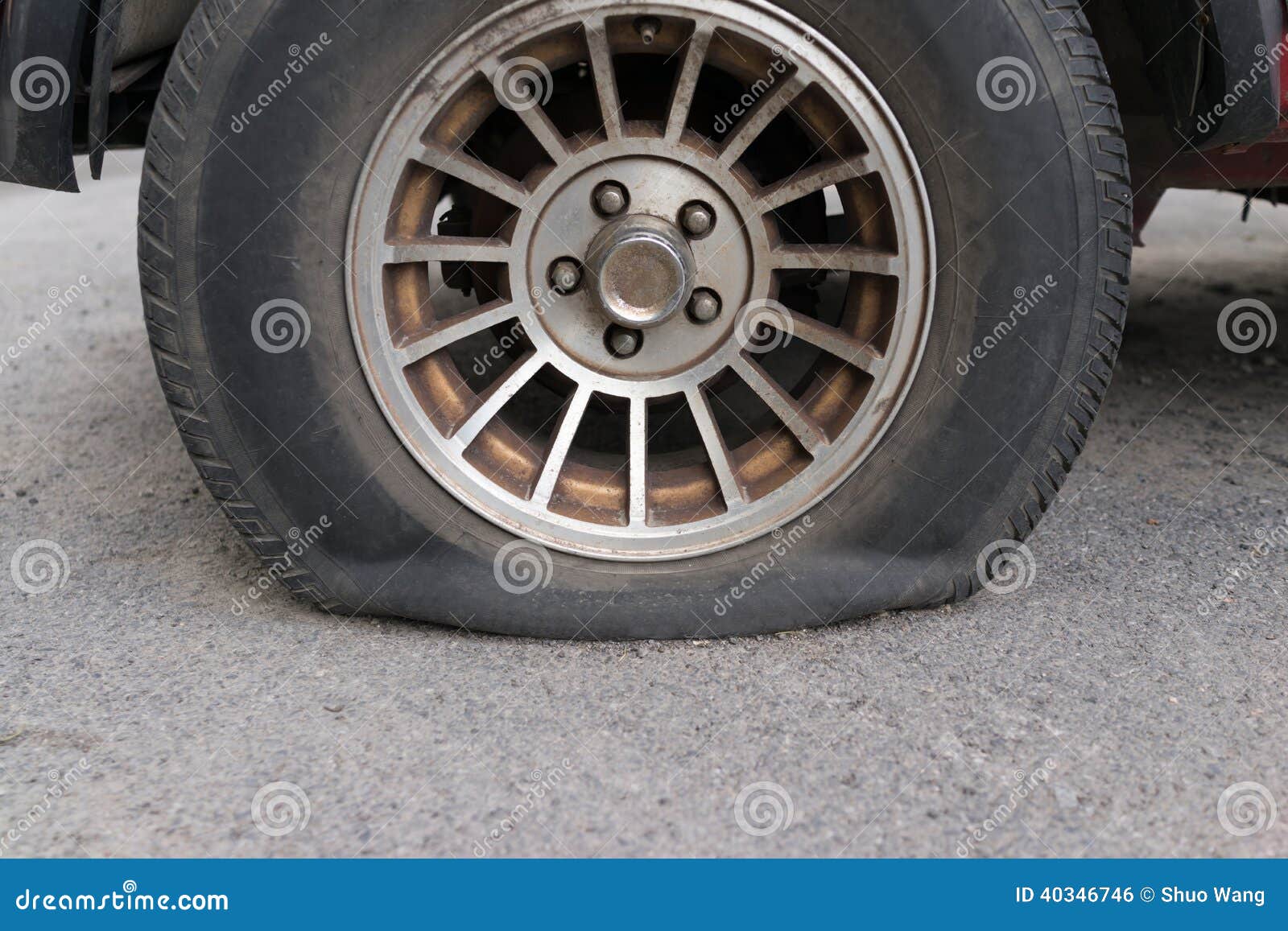 Punctured tyre stock photo. Image of jeep, problem, puncture 40346746