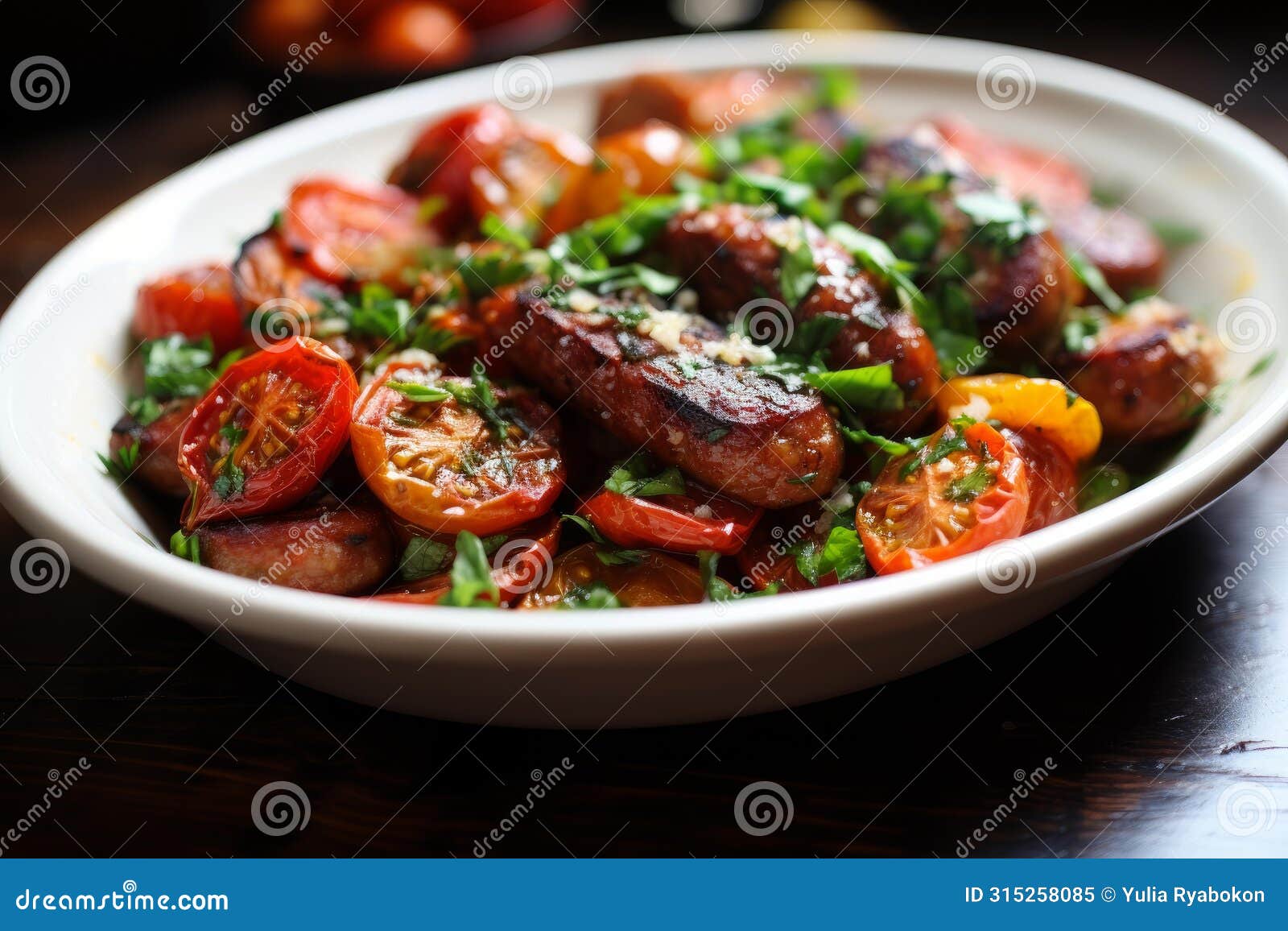 pungent sausage garlic tomatoes. generate ai