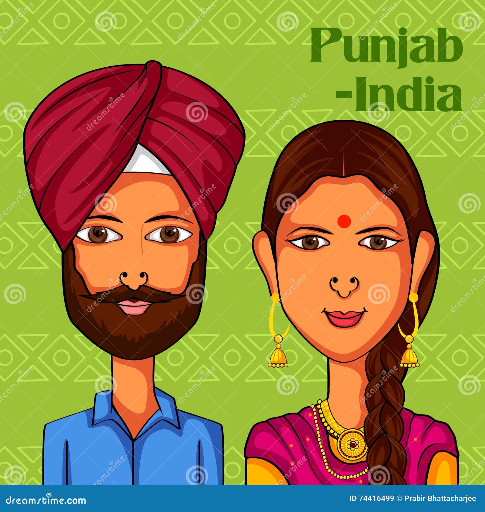 Punjabi Couple in Traditional Costume of Punjab, India Stock Vector - Illustration of female, asian: 74416499 Punjabi Couple in Traditional Costume of Punjab, India Stock Vector - Illustration of female, asian: 74416499