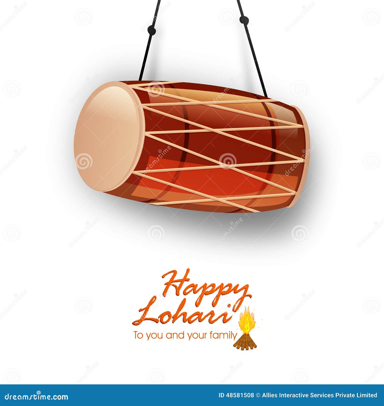 Punjabi Festival, Happy Lohri Celebration with Drum. Stock Illustration -  Illustration of background, design: 48581508