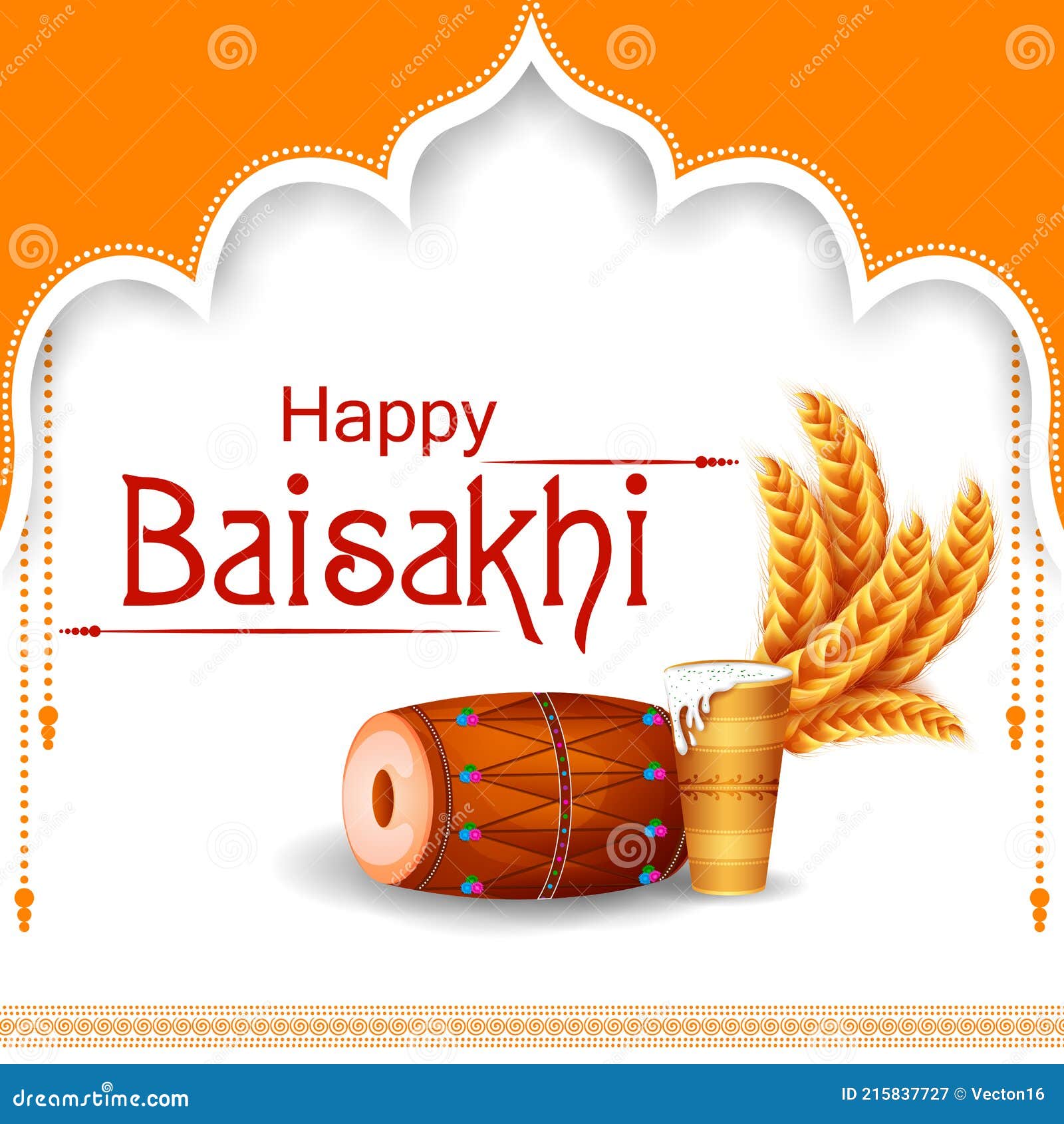 Punjabi New Year Greeting Background for Happy Baisakhi Celebrated in
