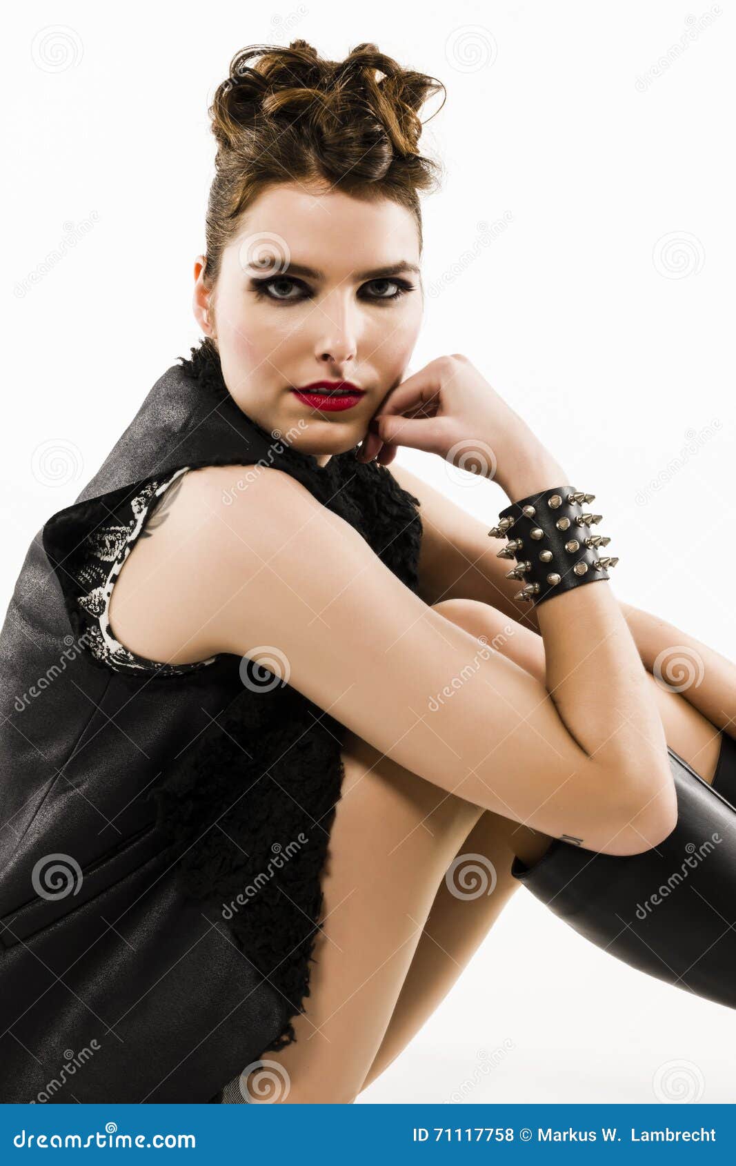 Punk Girl with Pinned-up Hairstyle Stock Photo - Image of back, mascara:  71117758