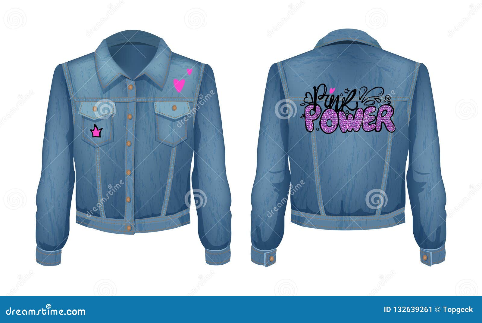 Punk Power Denim Jeans Jacket Vector Illustration Stock Vector ...