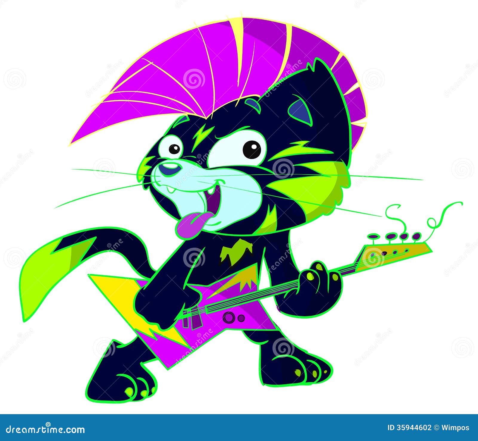 punk rock cat playing electric guitar