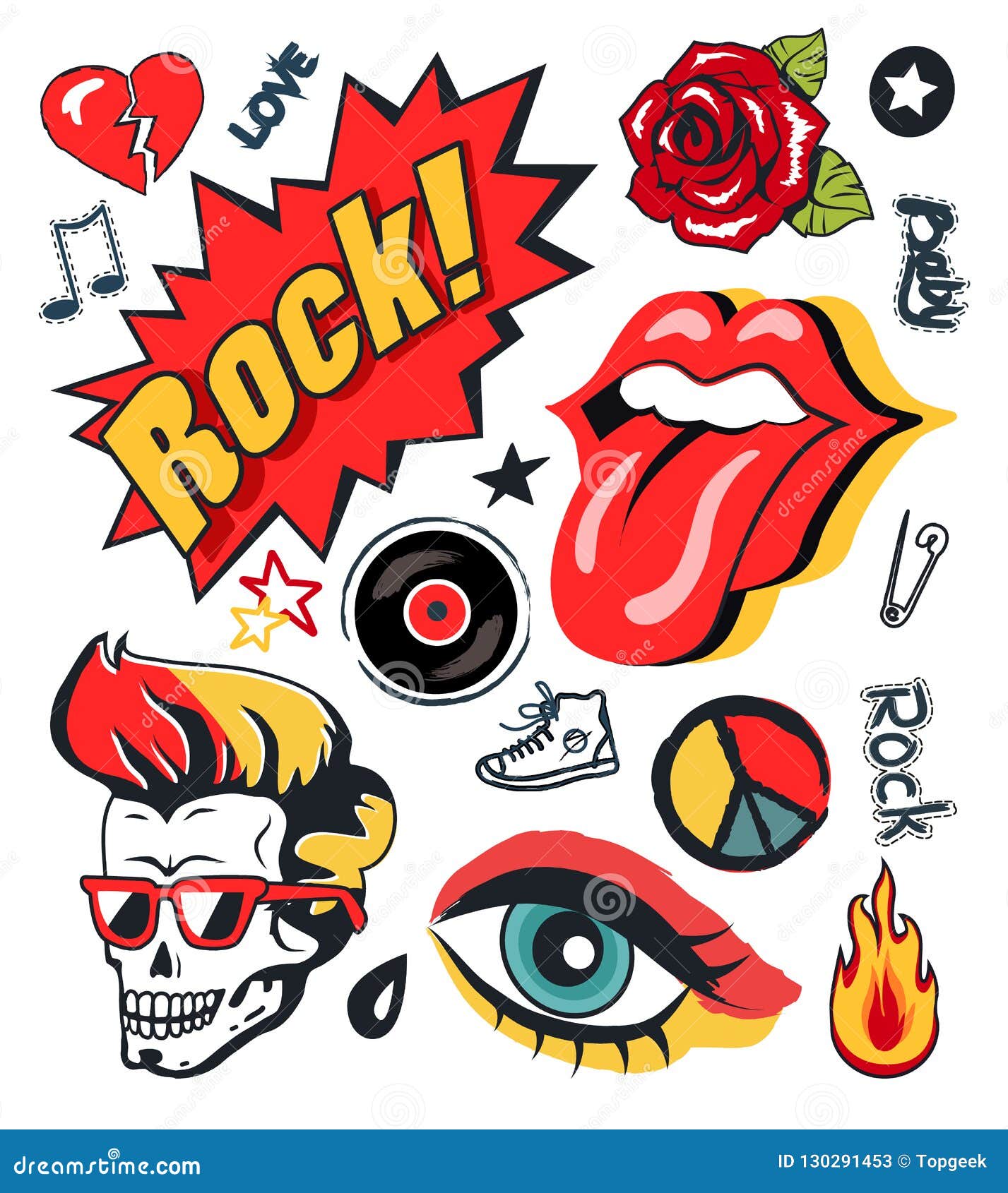 Punk Patch Vector Illustration Collection Poster Stock Vector -  Illustration of isolated, punk: 130291453