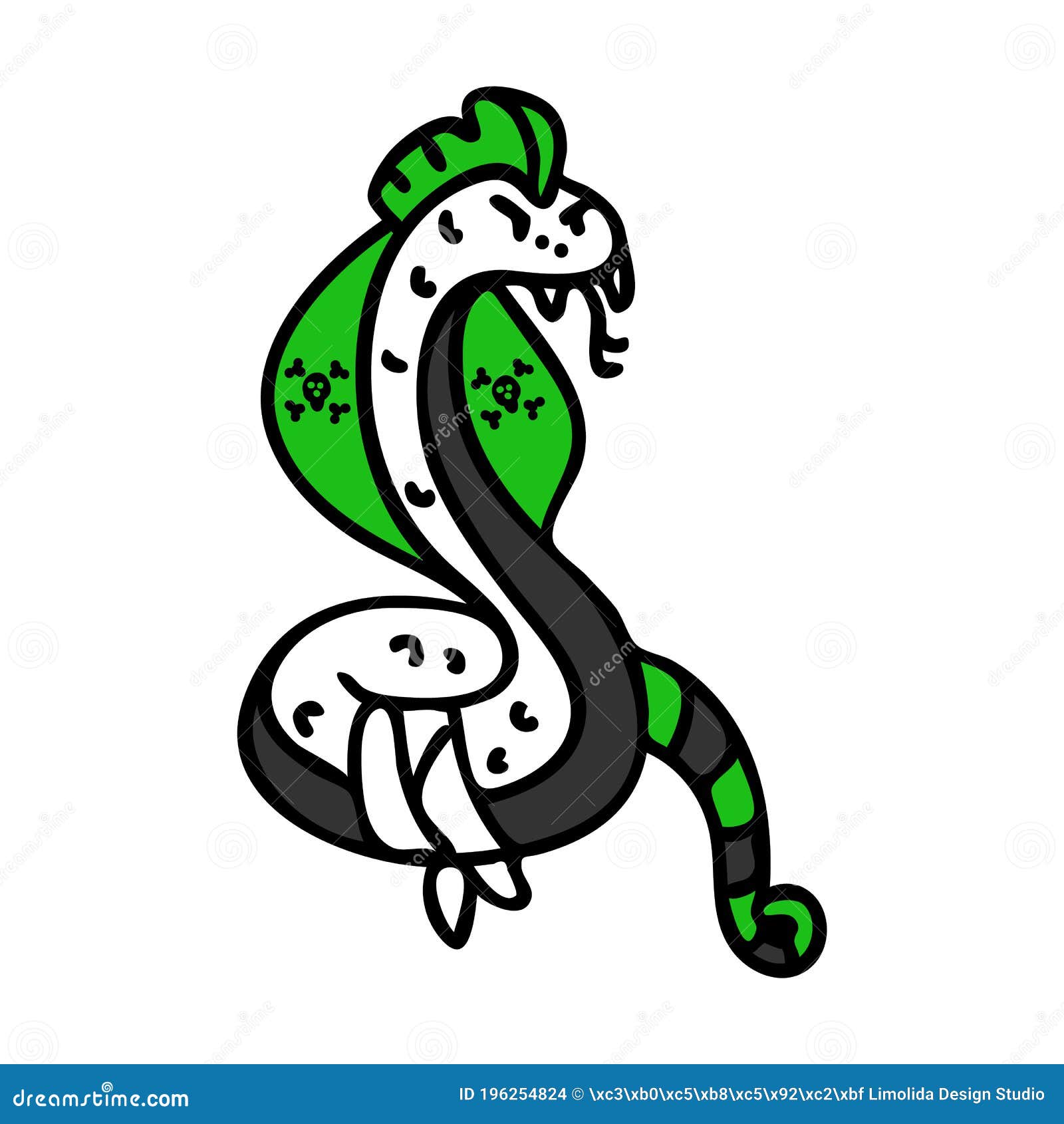 Punk Rock Snake  With Mohawk Vector Illustration  Clipart 