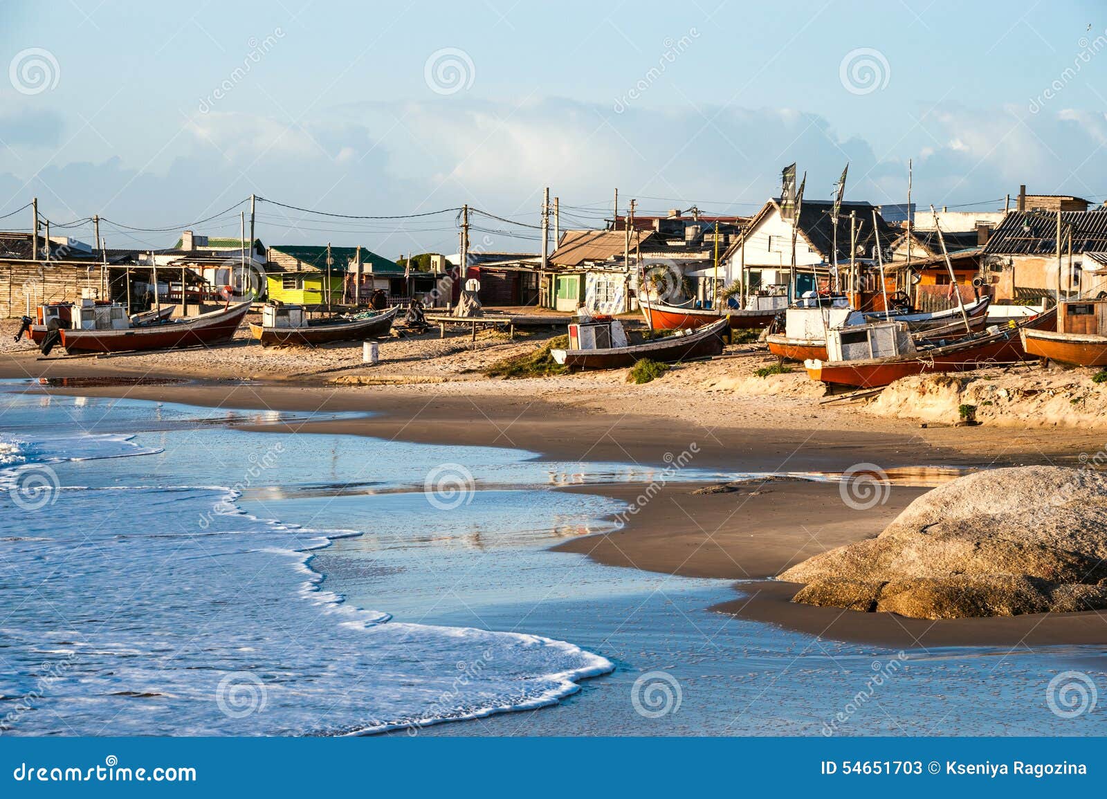 punta del diablo beach, popular tourist site and fisherman's place in the uruguay coast