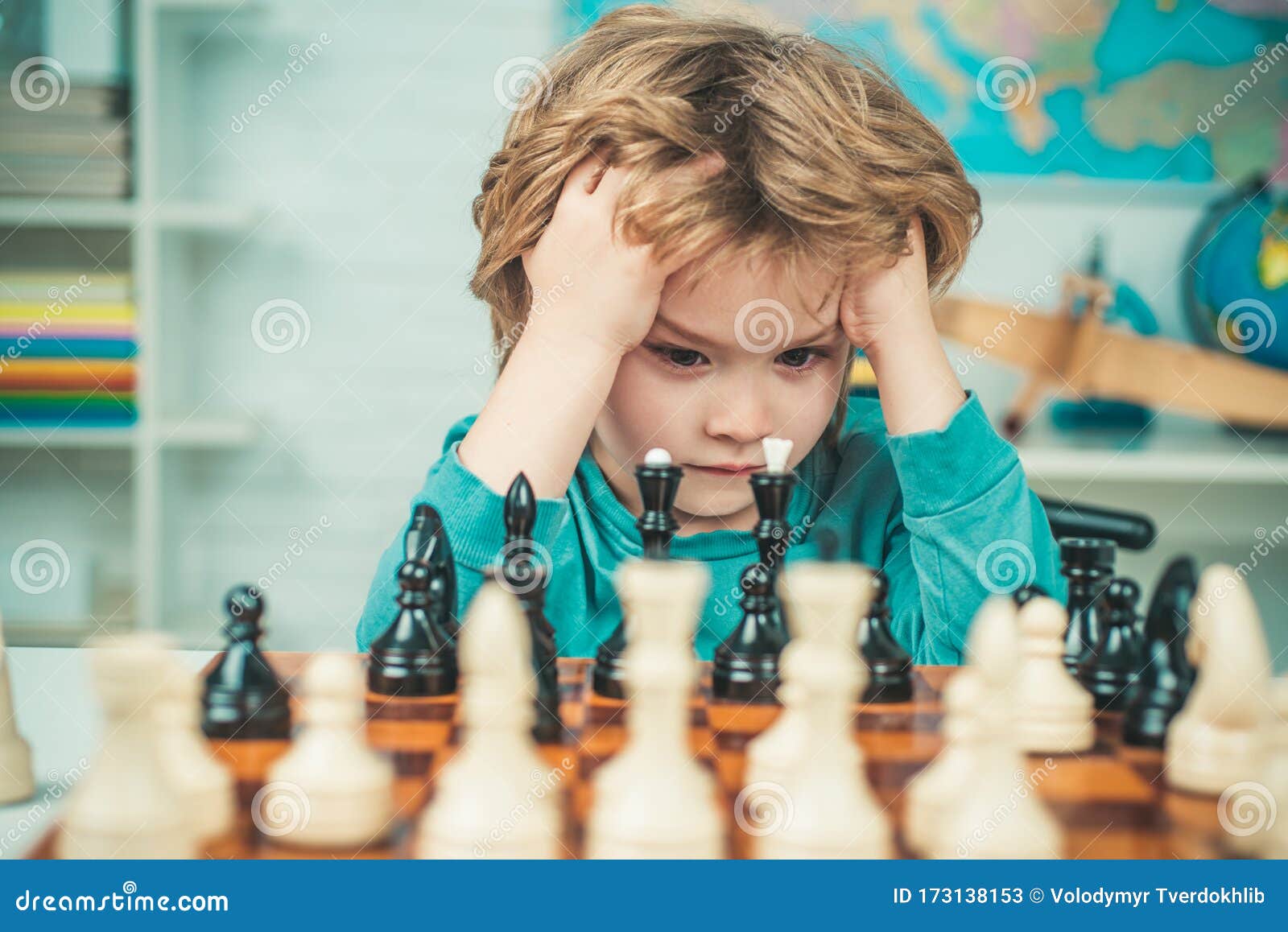 Kids Early Development. Pupil Kid Thinking about His Next Move in a Game of  Chess. Stock Image - Image of child, chess: 172839087