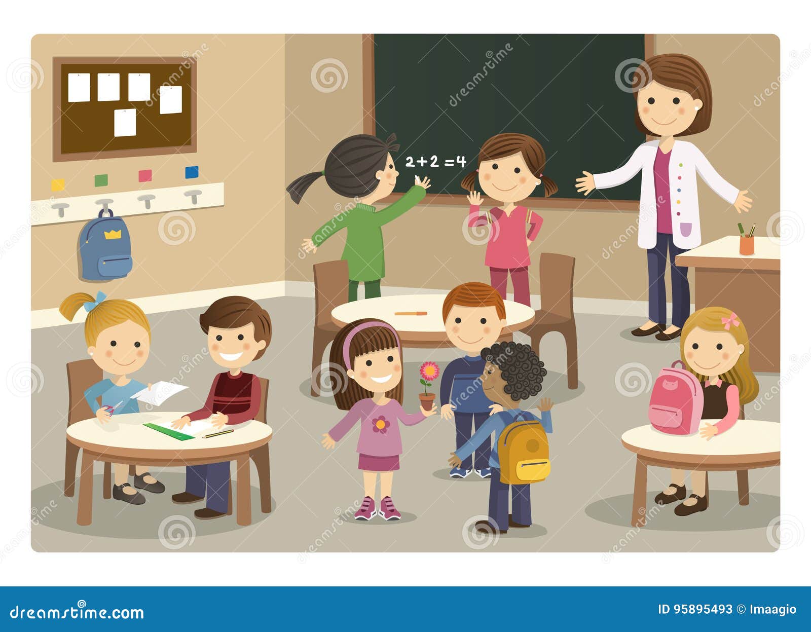 Pupils and Teacher Starting Class with School Background Stock Vector - Illustration of background, cartoon: 95895493 Pupils and Teacher Starting Class with School Background Stock Vector - Illustration of background, cartoon: 95895493
