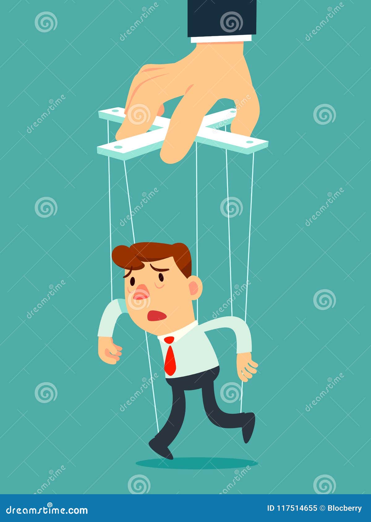 Puppet Businessman Controlled by Puppeteer Stock Vector Illustration