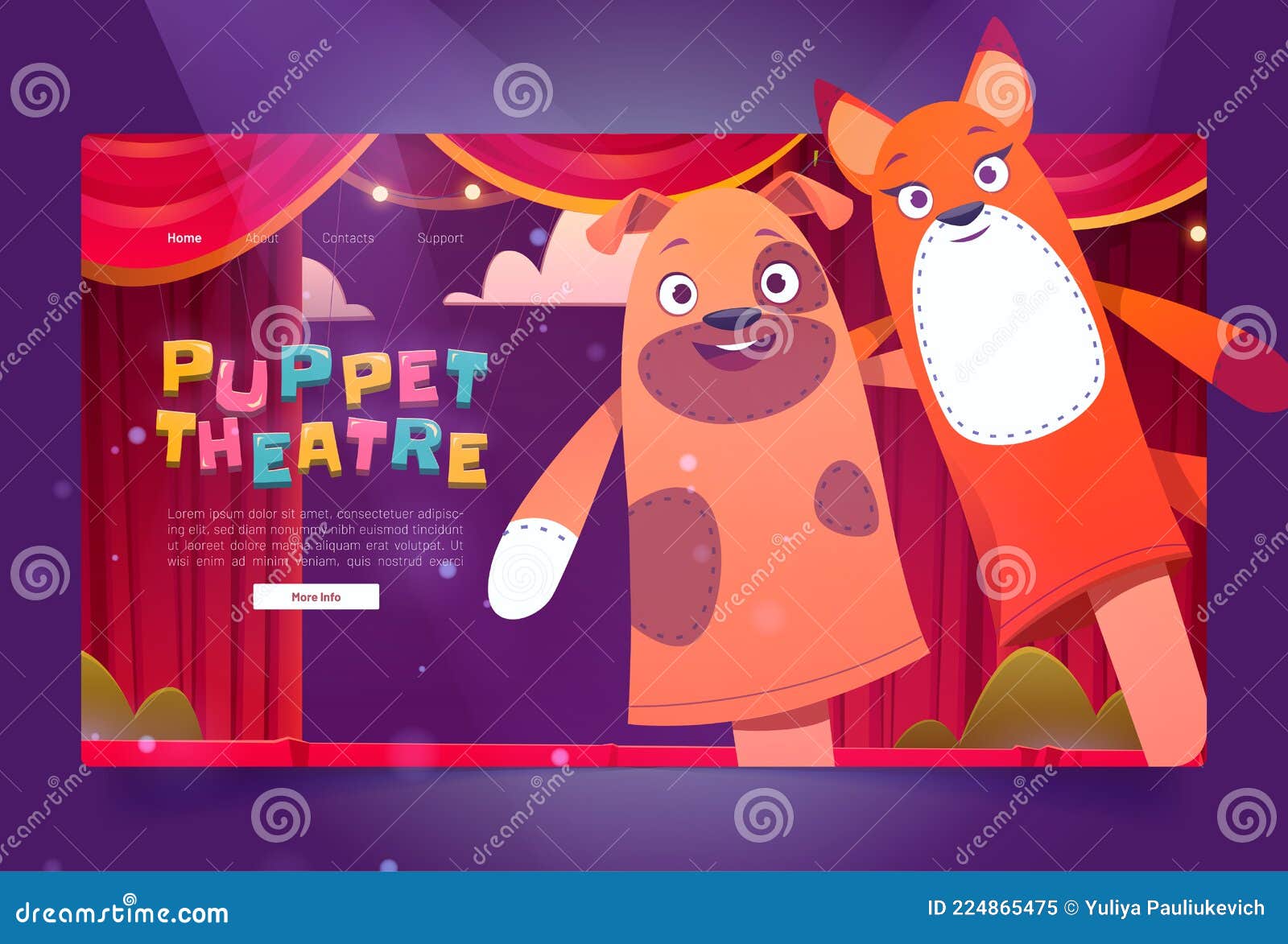 Puppet Theater Cartoon Landing with Funny Dolls Stock Vector - Illustration  of theatre, animal: 224865475