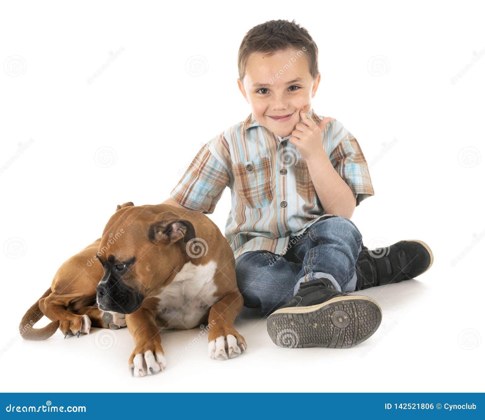 Puppy boxer and child stock photo. Image of boxer, love 142521806