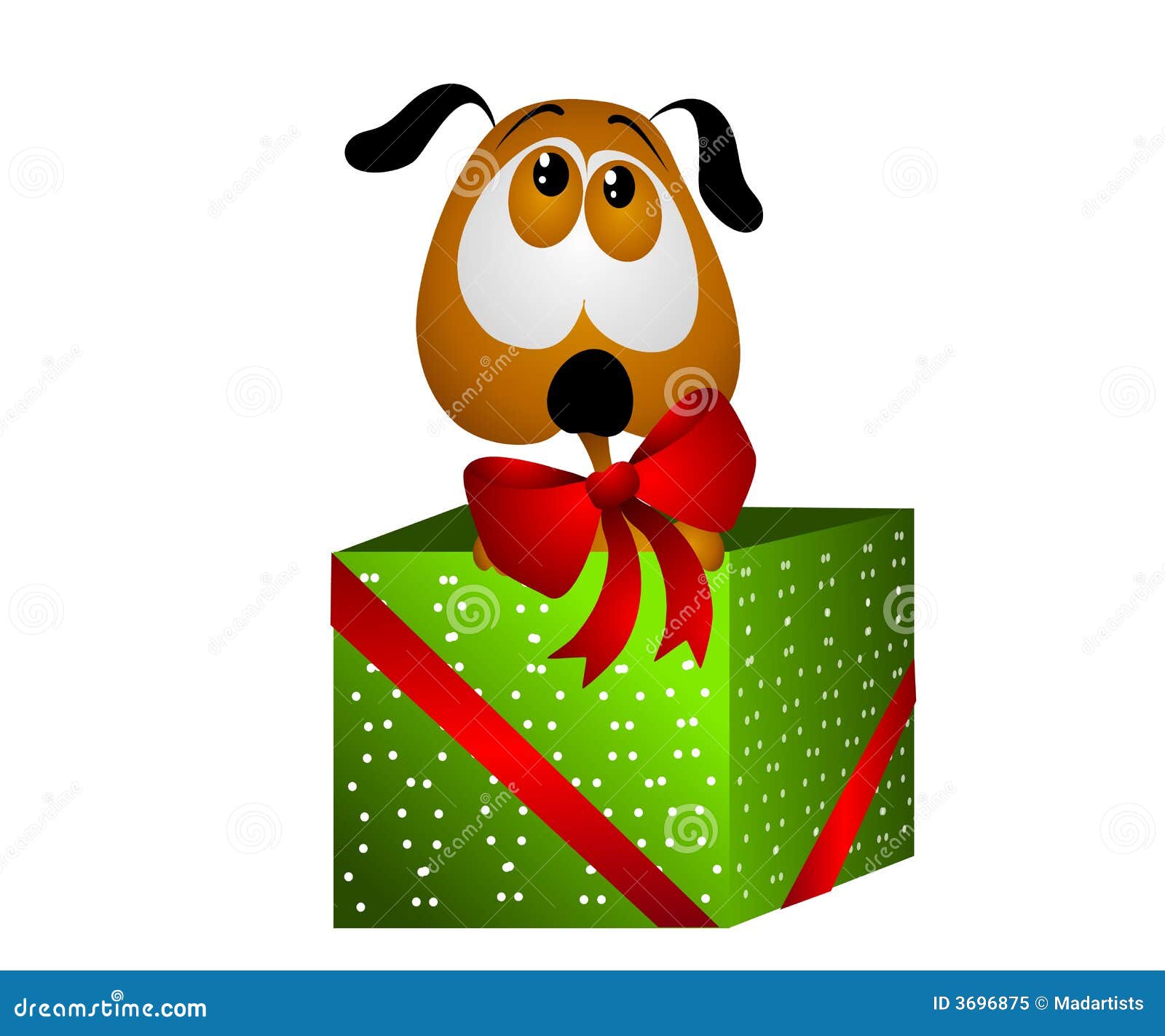 Puppy for Christmas Gift with Bow Stock Illustration Illustration of
