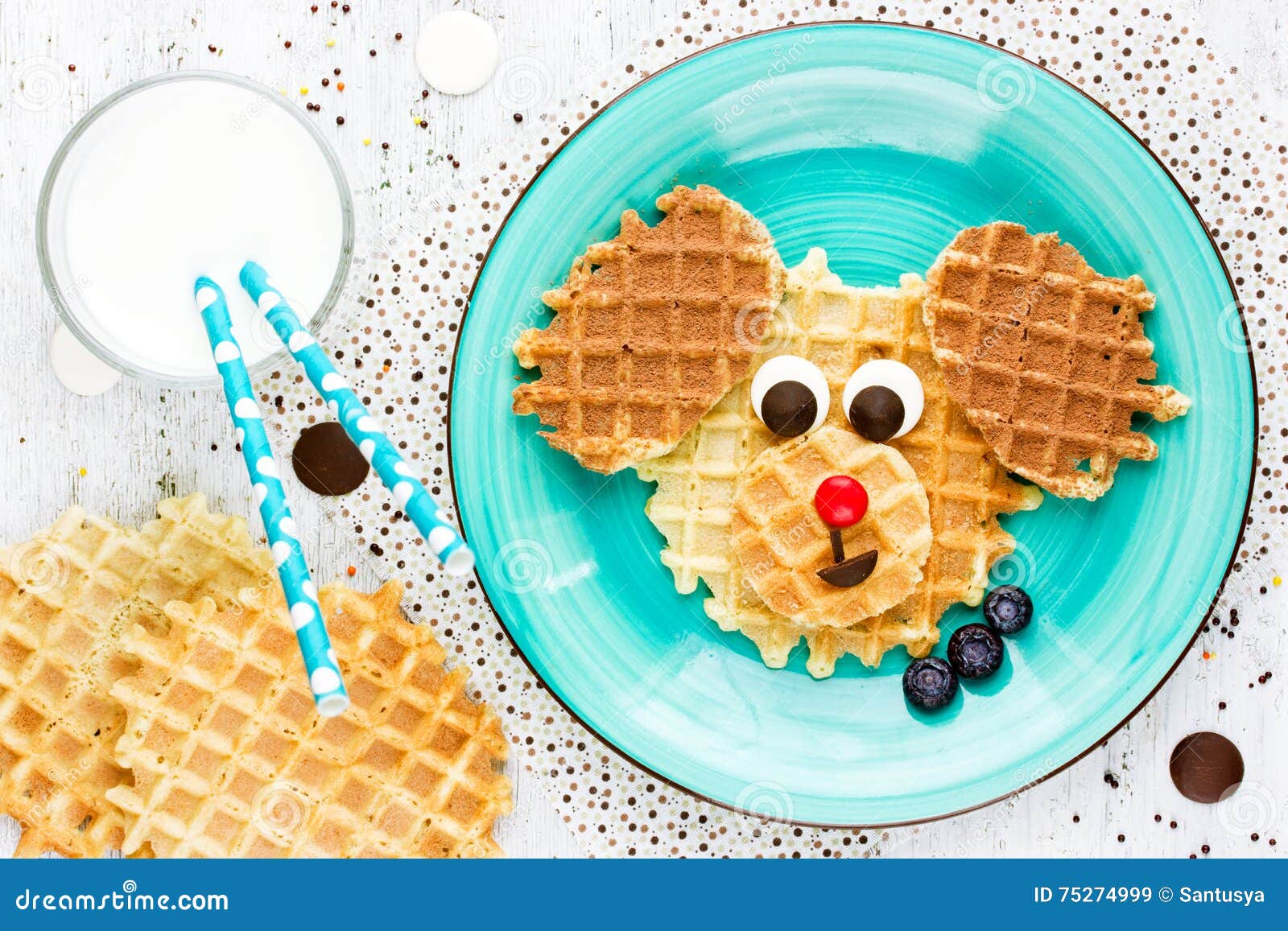 Puppy Dog Waffles for Baby Breakfast. Animal-shaped Adorable Art