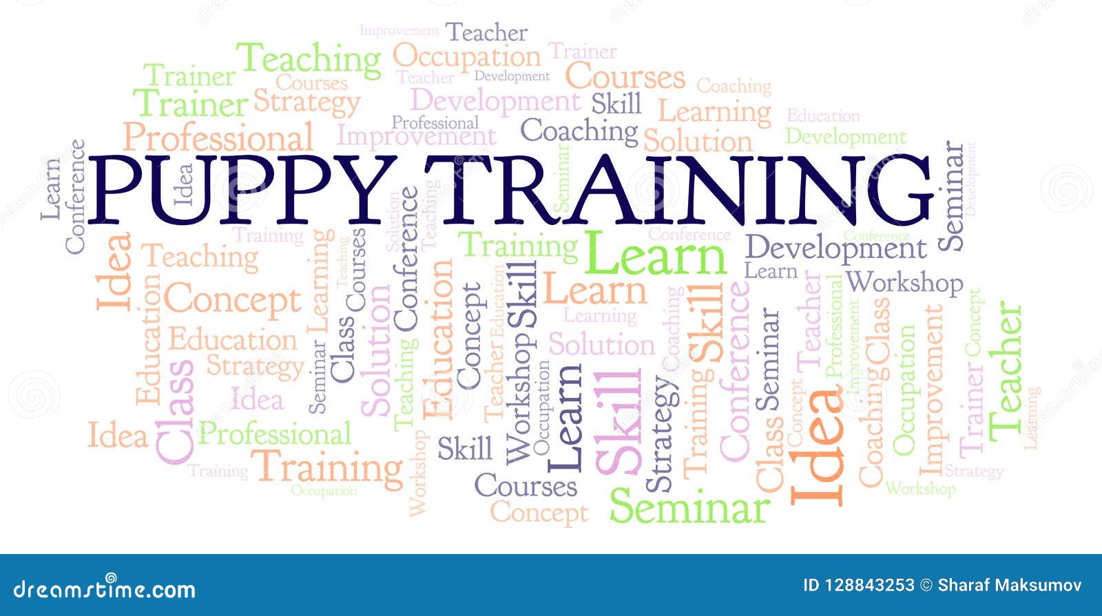 Puppy Training word cloud. stock illustration. Illustration of teaching 128843253