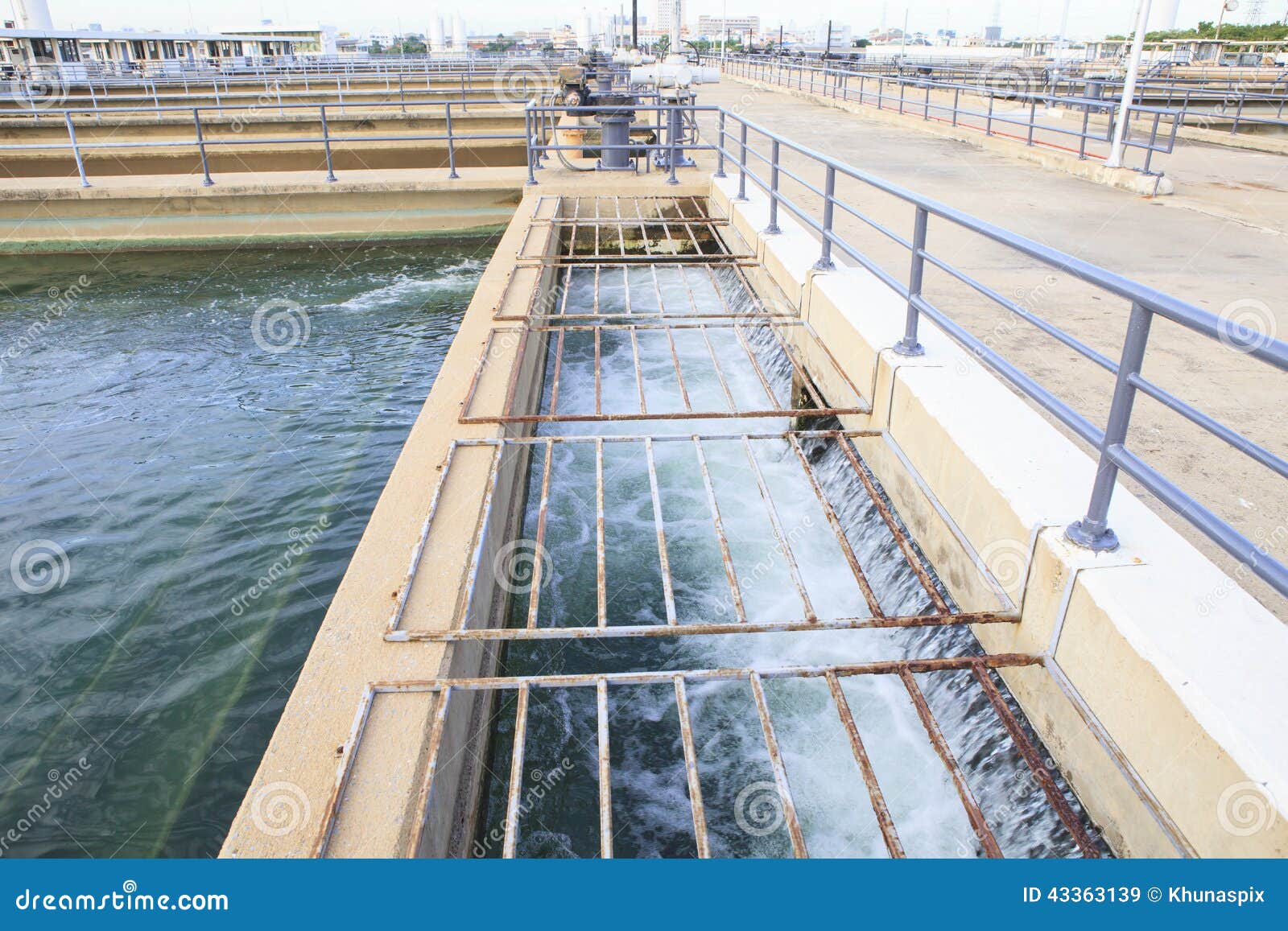 pure and clean water flowing in waterworks industry estate