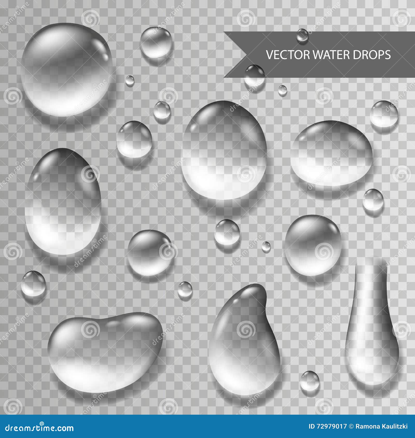 Illustration of Pure Clear Realistic Water Drops